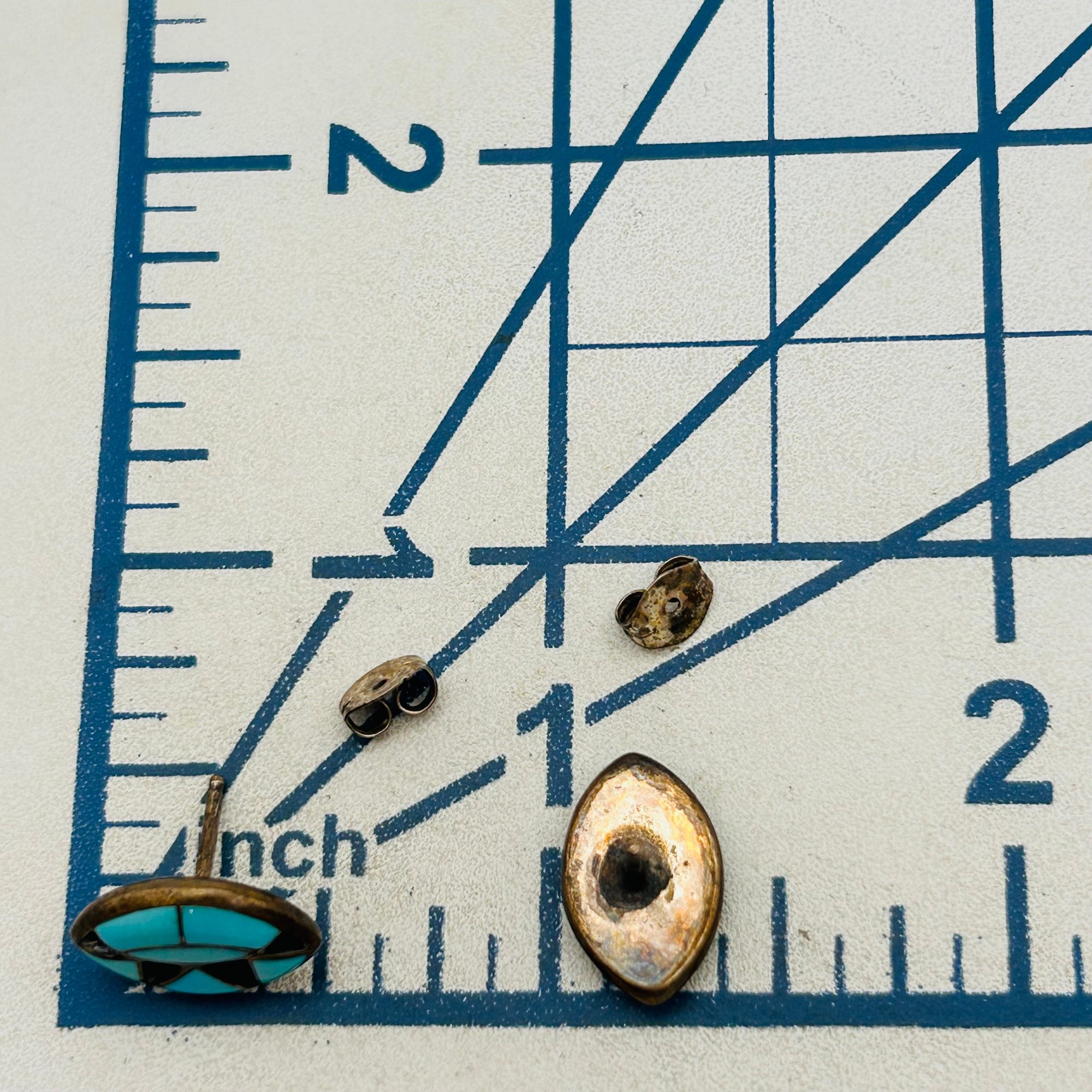 Native Sterling Inlay Turquoise Onyx Earrings