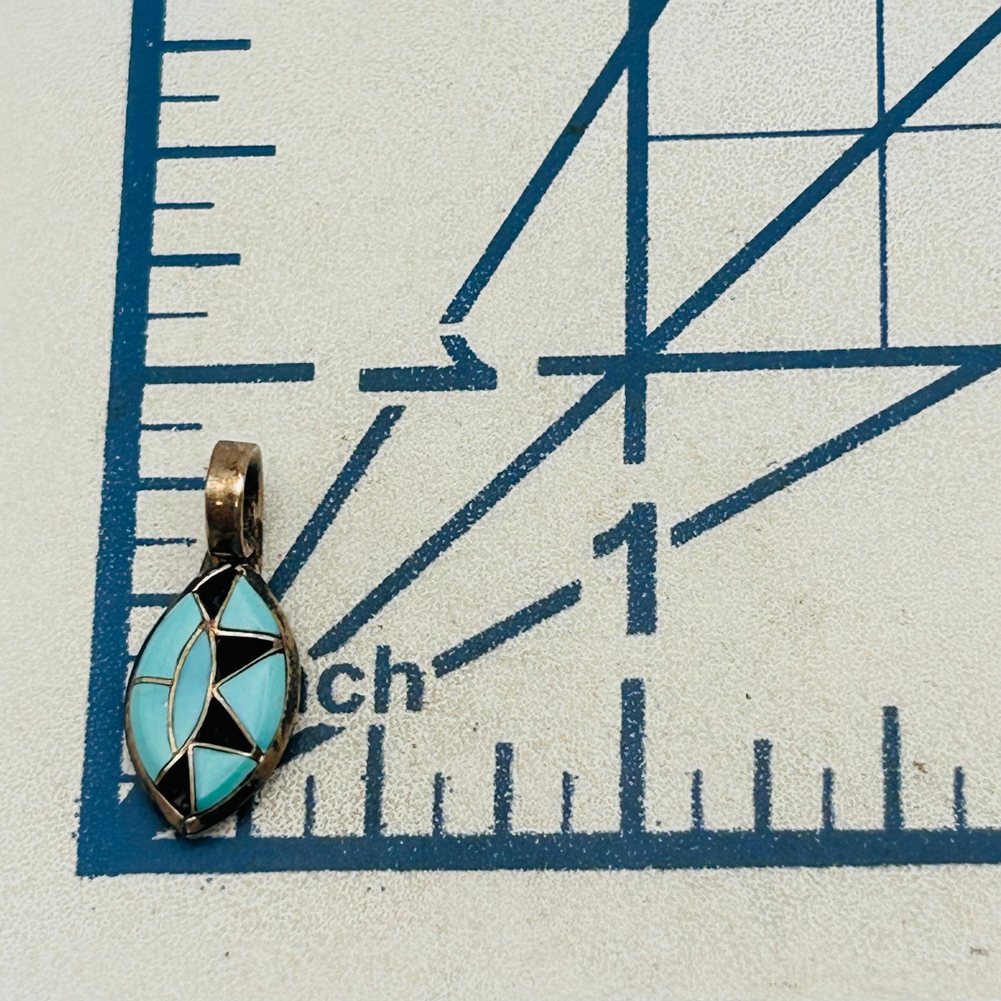 Native Sterling Inlay Turquoise Onyx Pendant