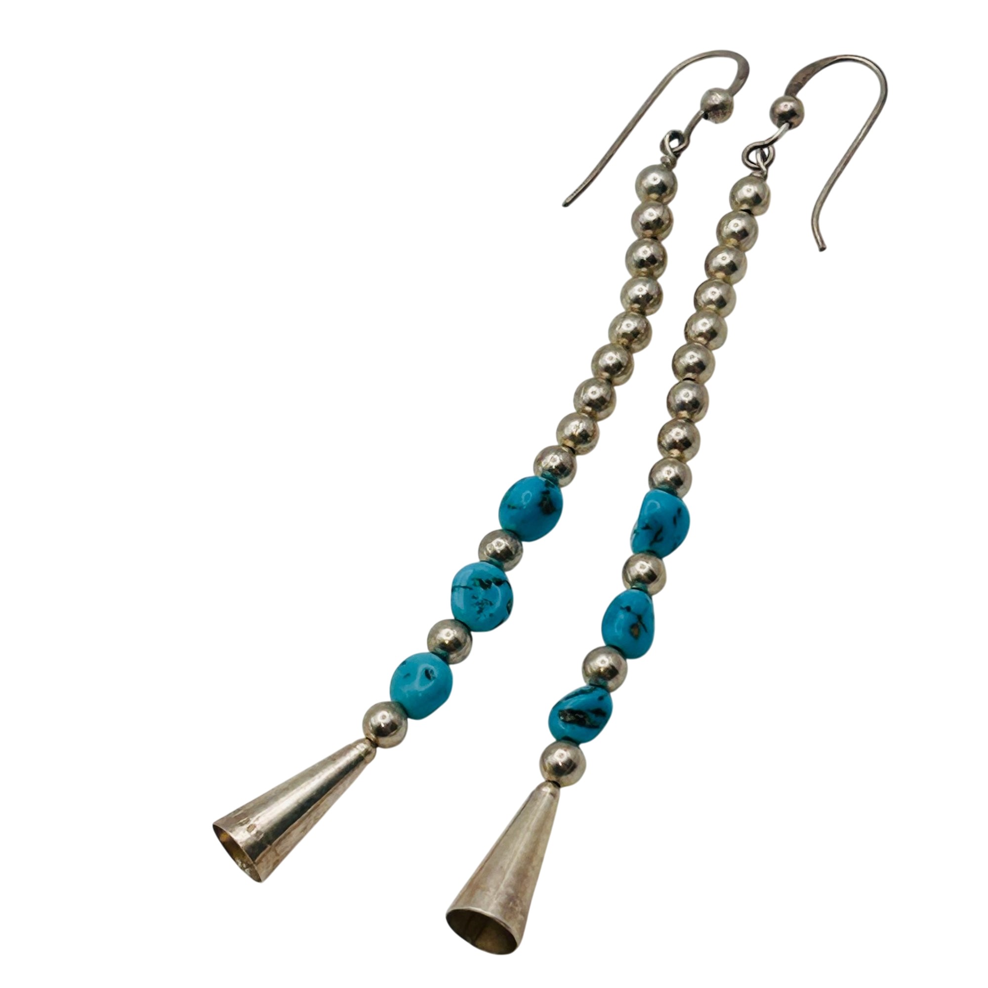 Southwest Sterling Bead Turquoise Earrings