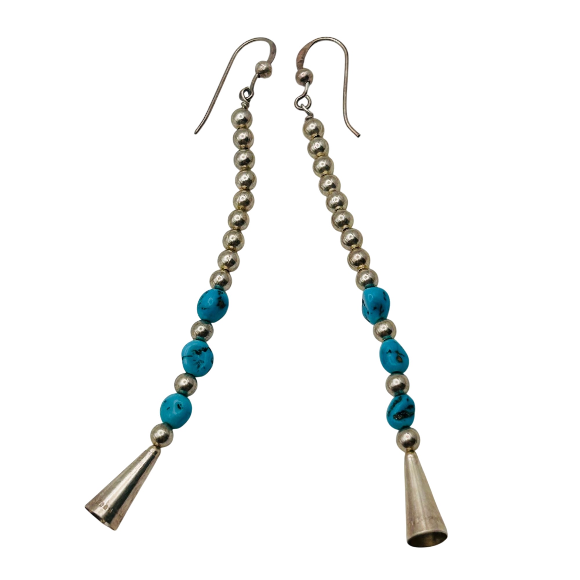 Southwest Sterling Bead Turquoise Earrings