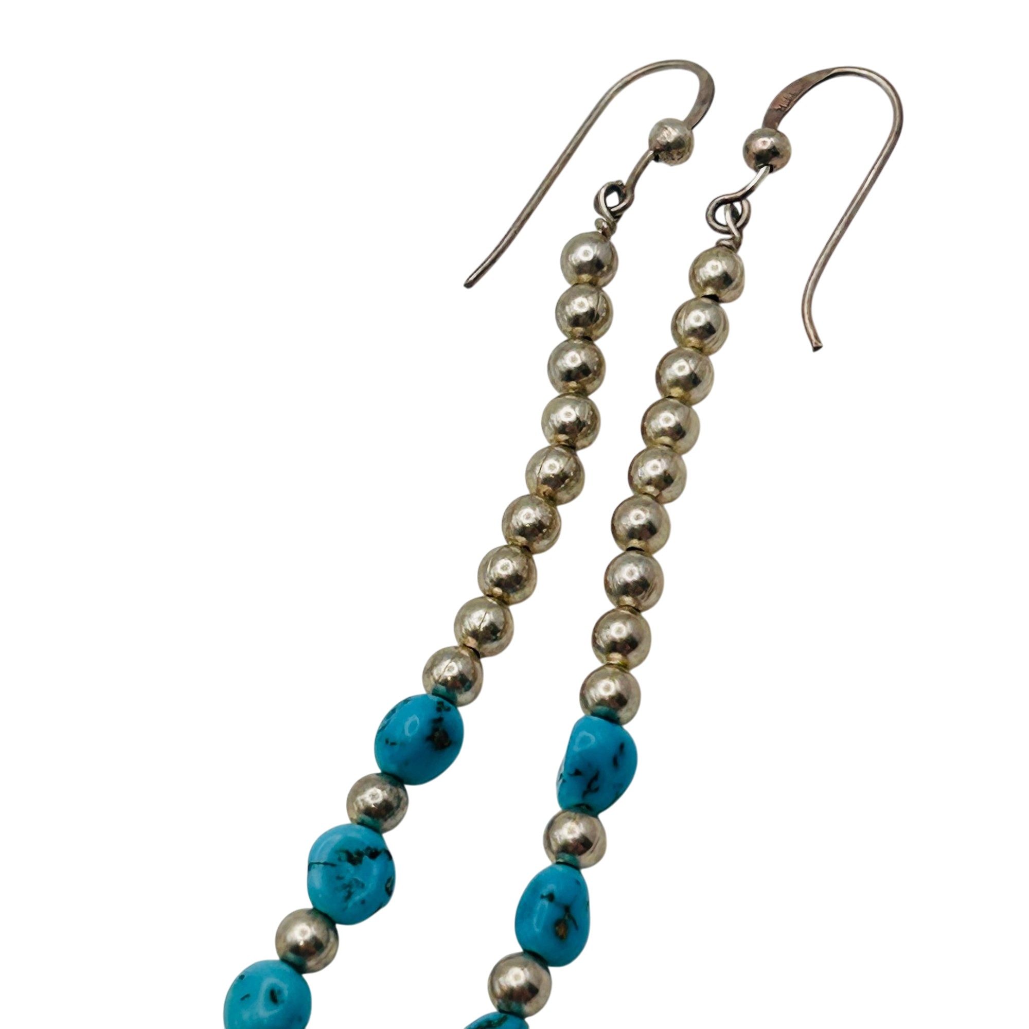 Southwest Sterling Bead Turquoise Earrings