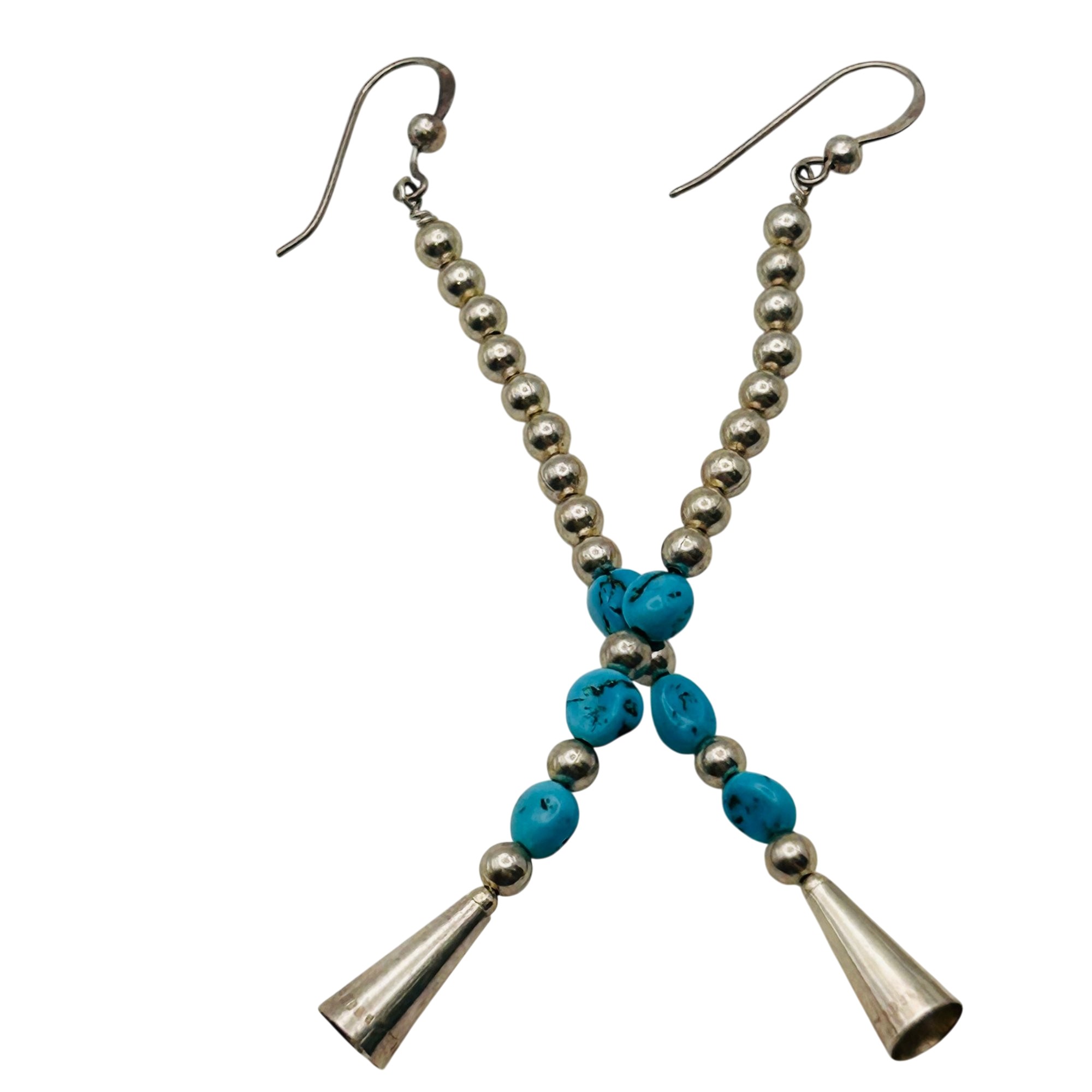 Southwest Sterling Bead Turquoise Earrings