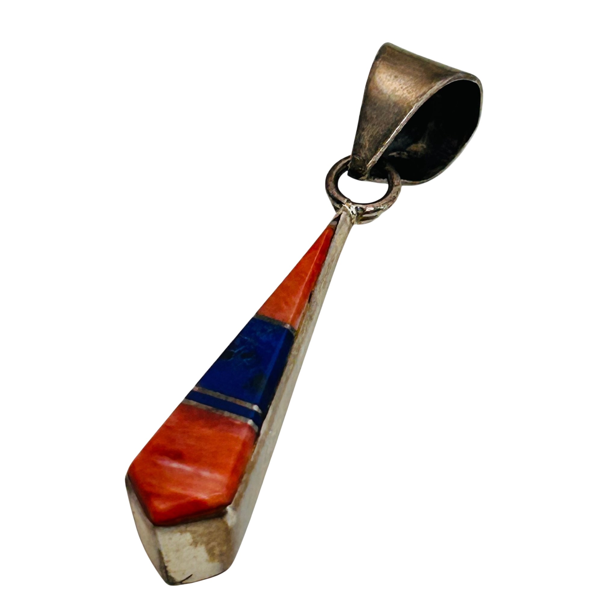 Annie G Native Sterling Coral And Lapis Pendant