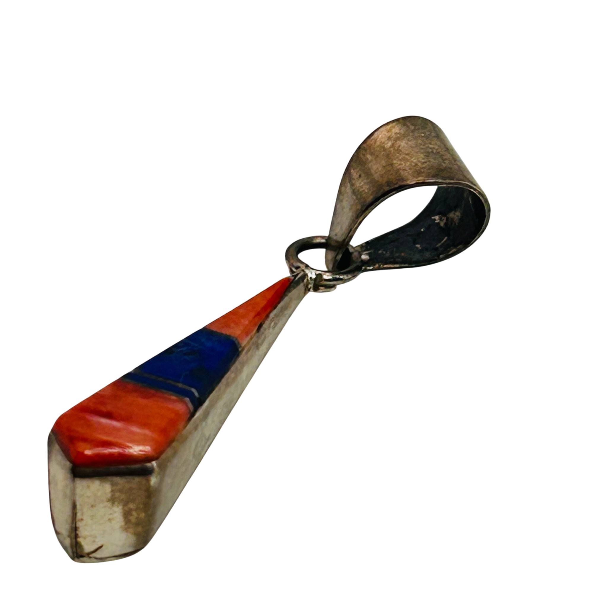 Annie G Native Sterling Coral And Lapis Pendant
