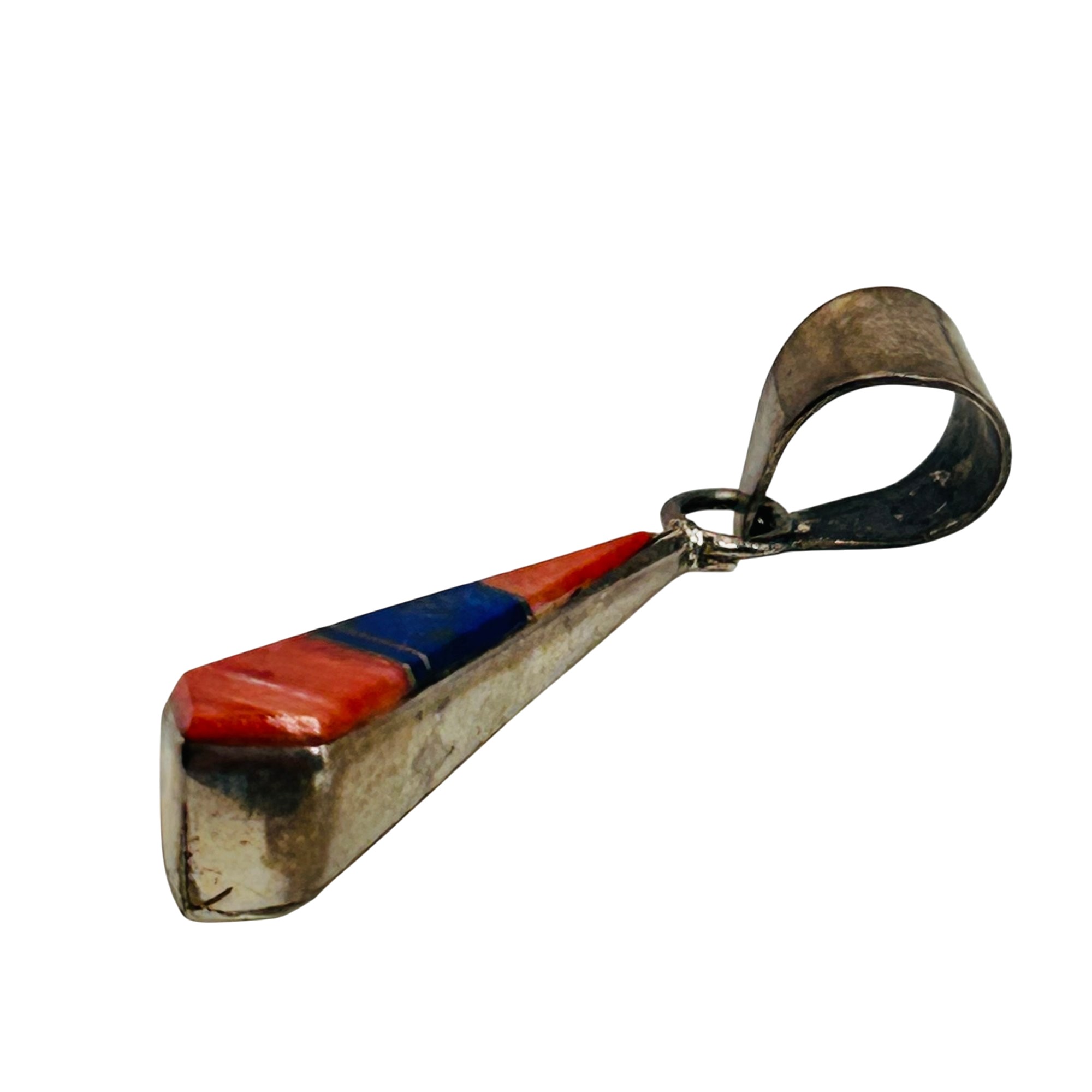 Annie G Native Sterling Coral And Lapis Pendant