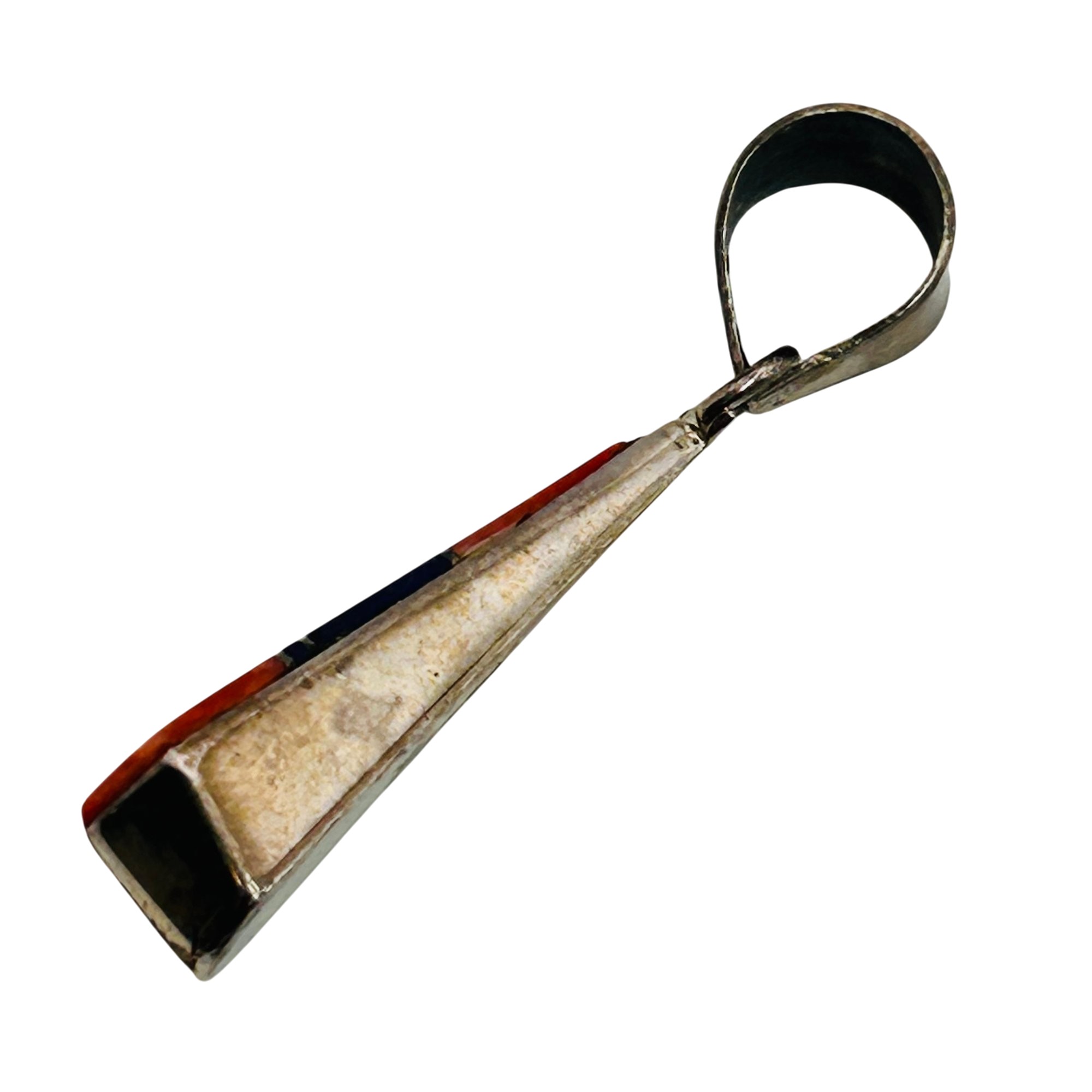 Annie G Native Sterling Coral And Lapis Pendant