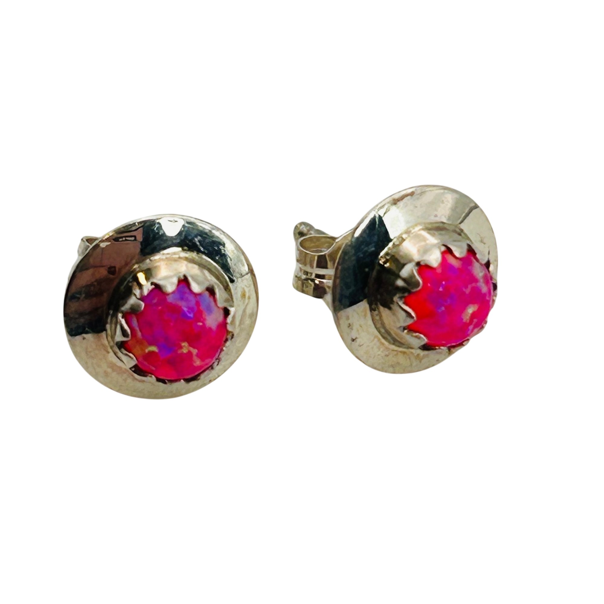 Southwest Sterling Pink Opal Earrings