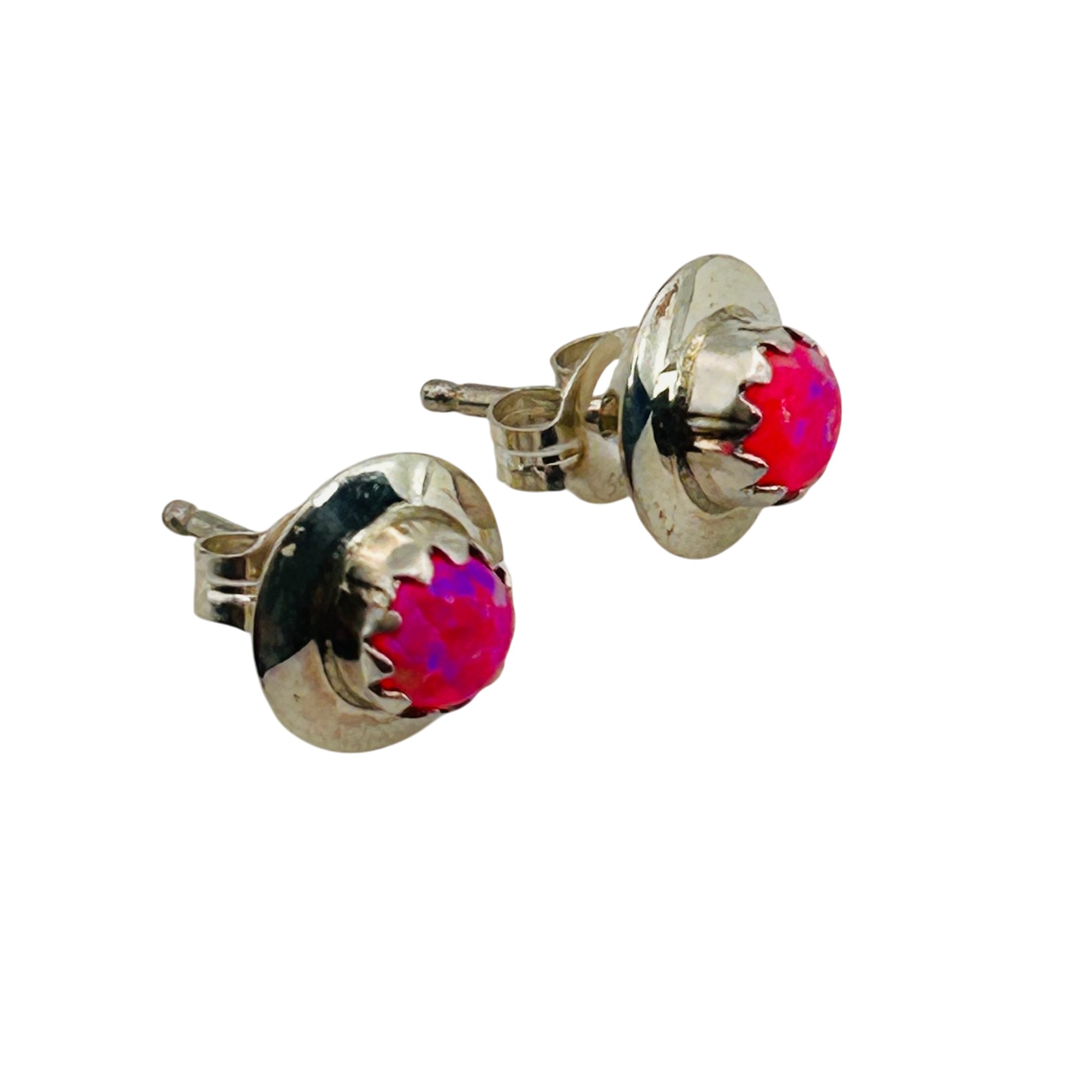Southwest Sterling Pink Opal Earrings