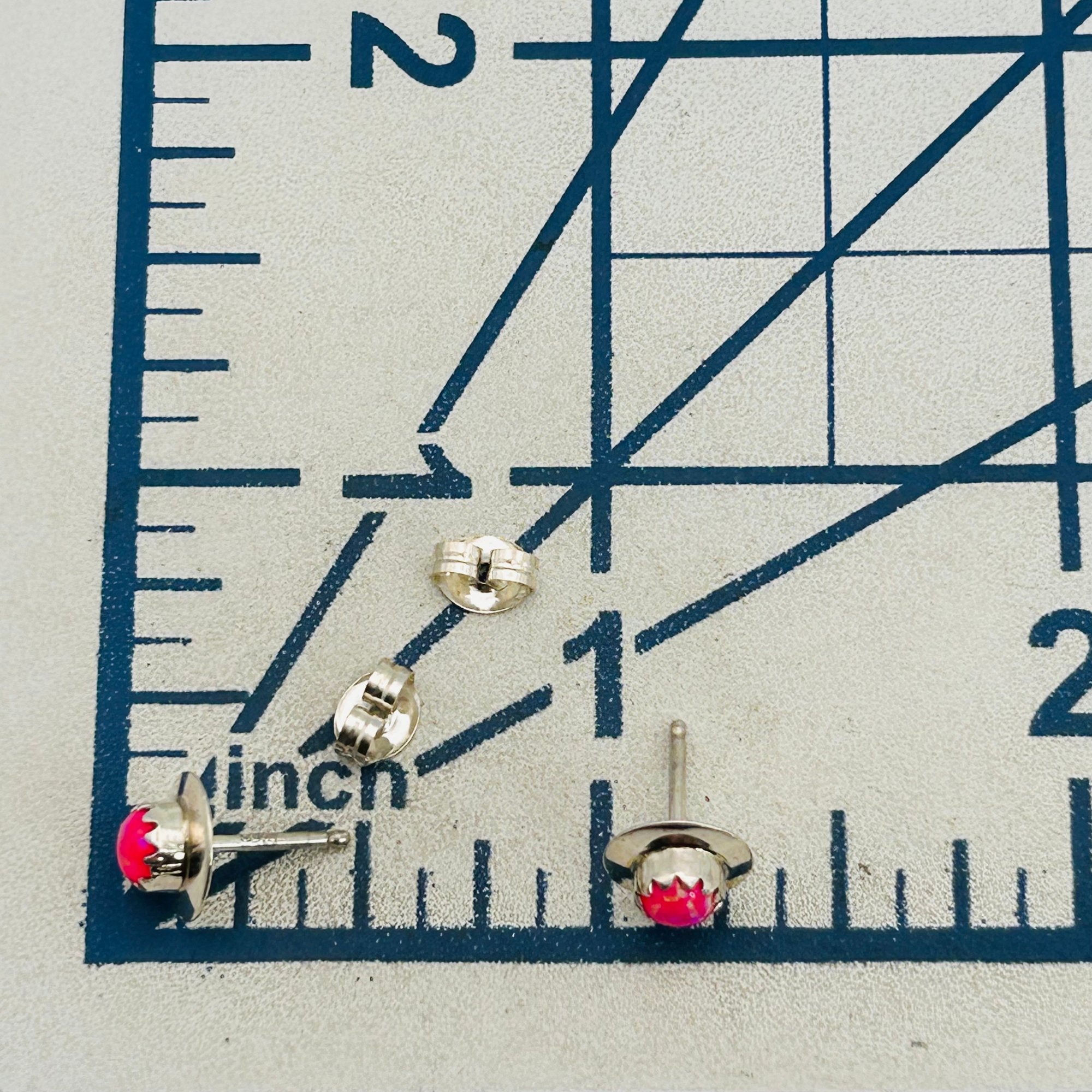 Southwest Sterling Pink Opal Earrings