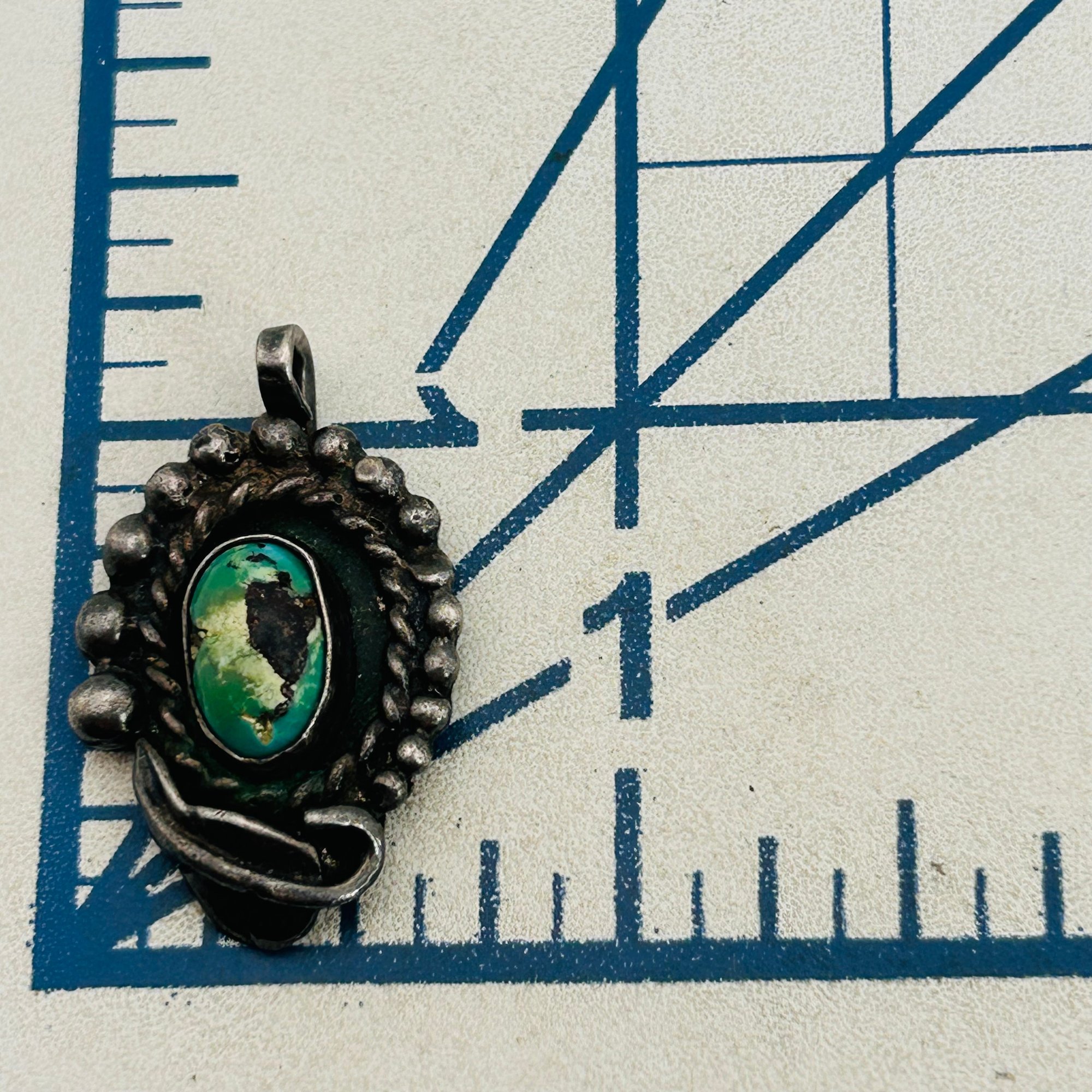 Vintage Navajo Sterling Turquoise Pendant