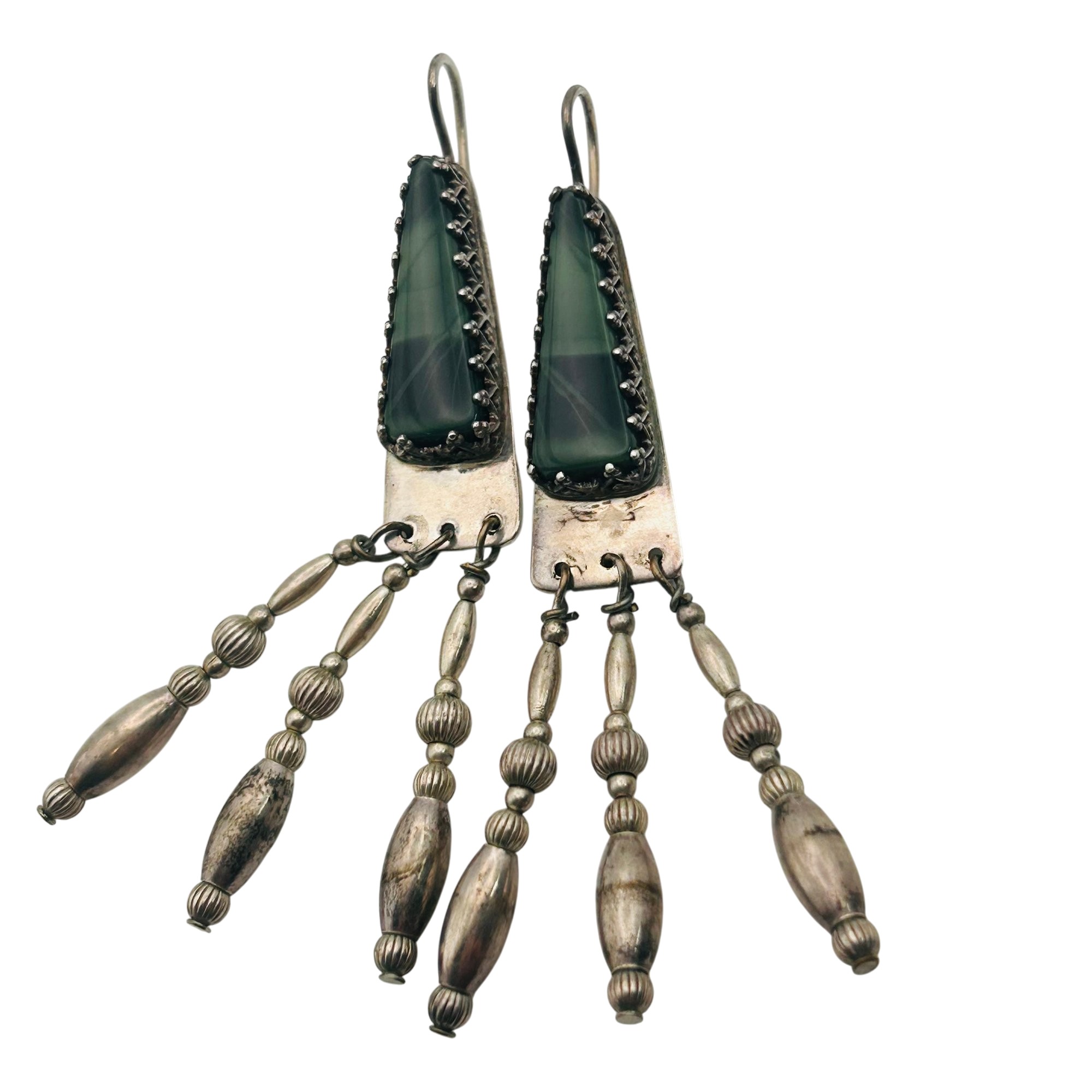 Southwest Sterling Malachite Earrings