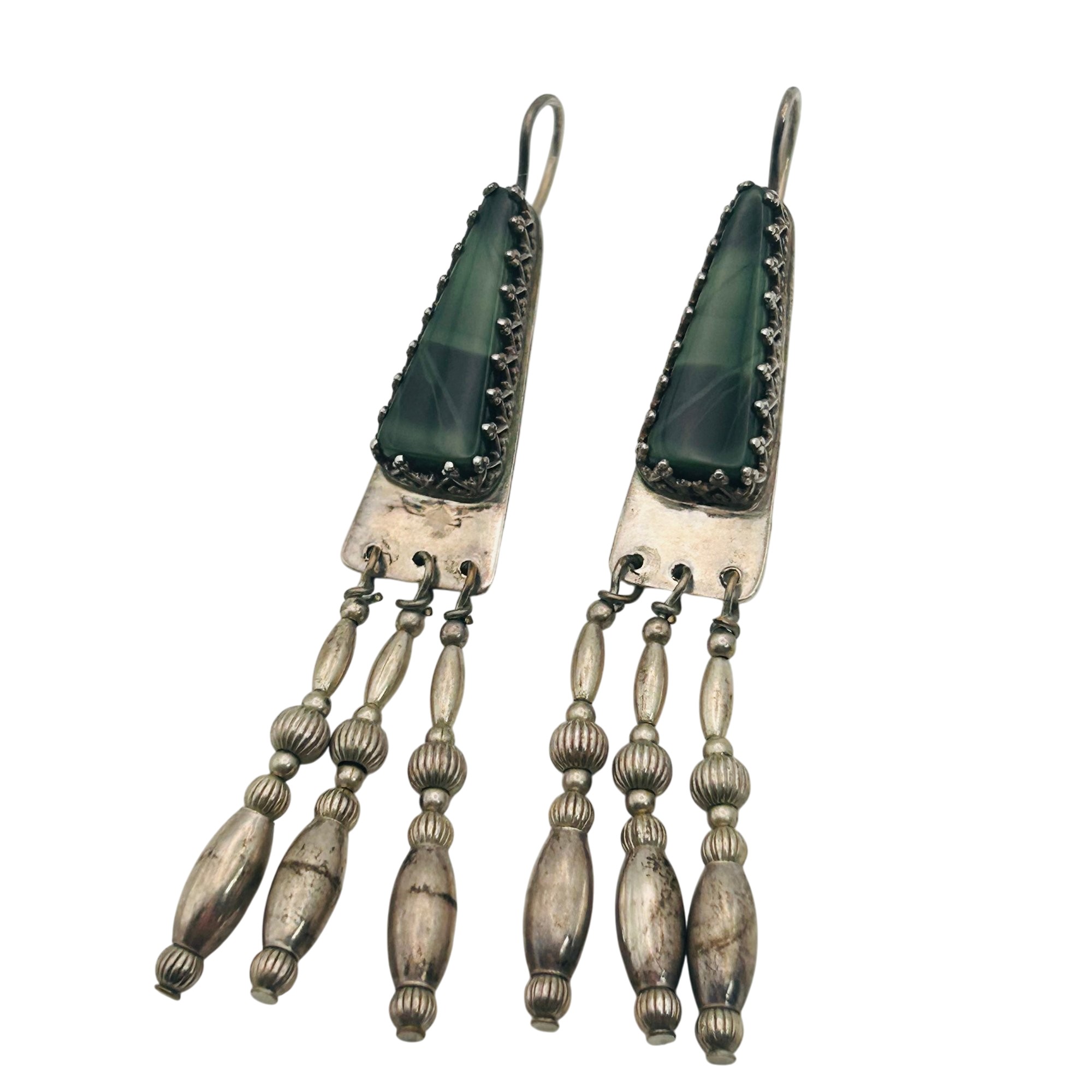 Southwest Sterling Malachite Earrings