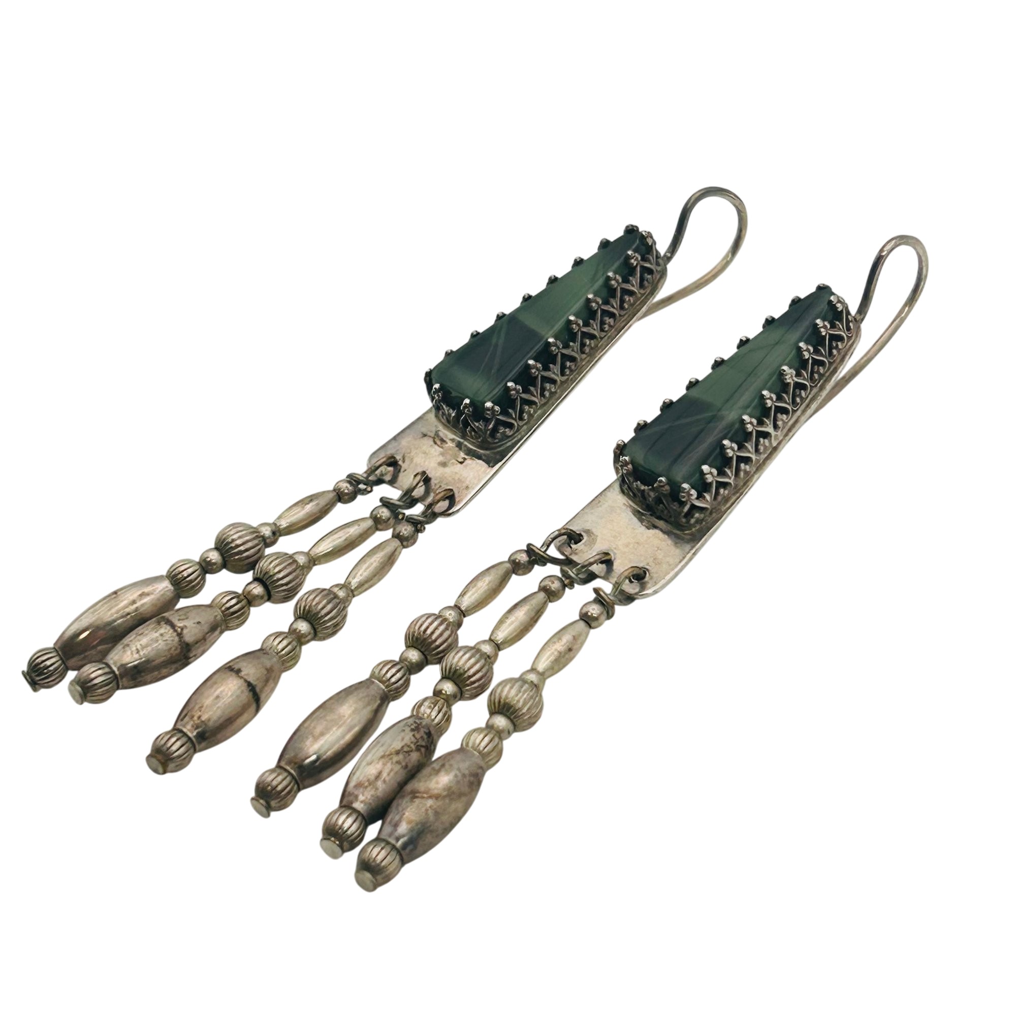 Southwest Sterling Malachite Earrings