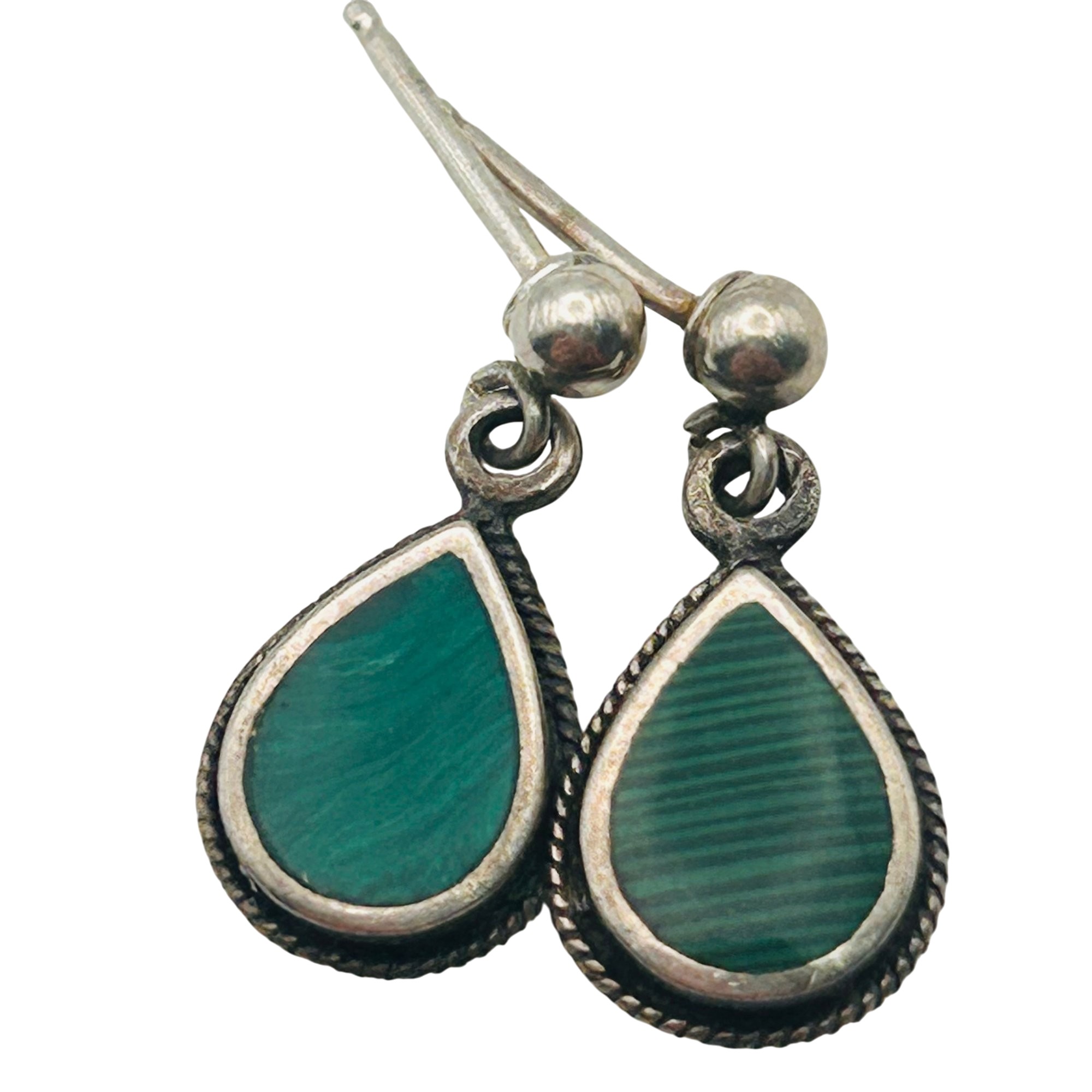 Southwest Sterling Malachite Earrings
