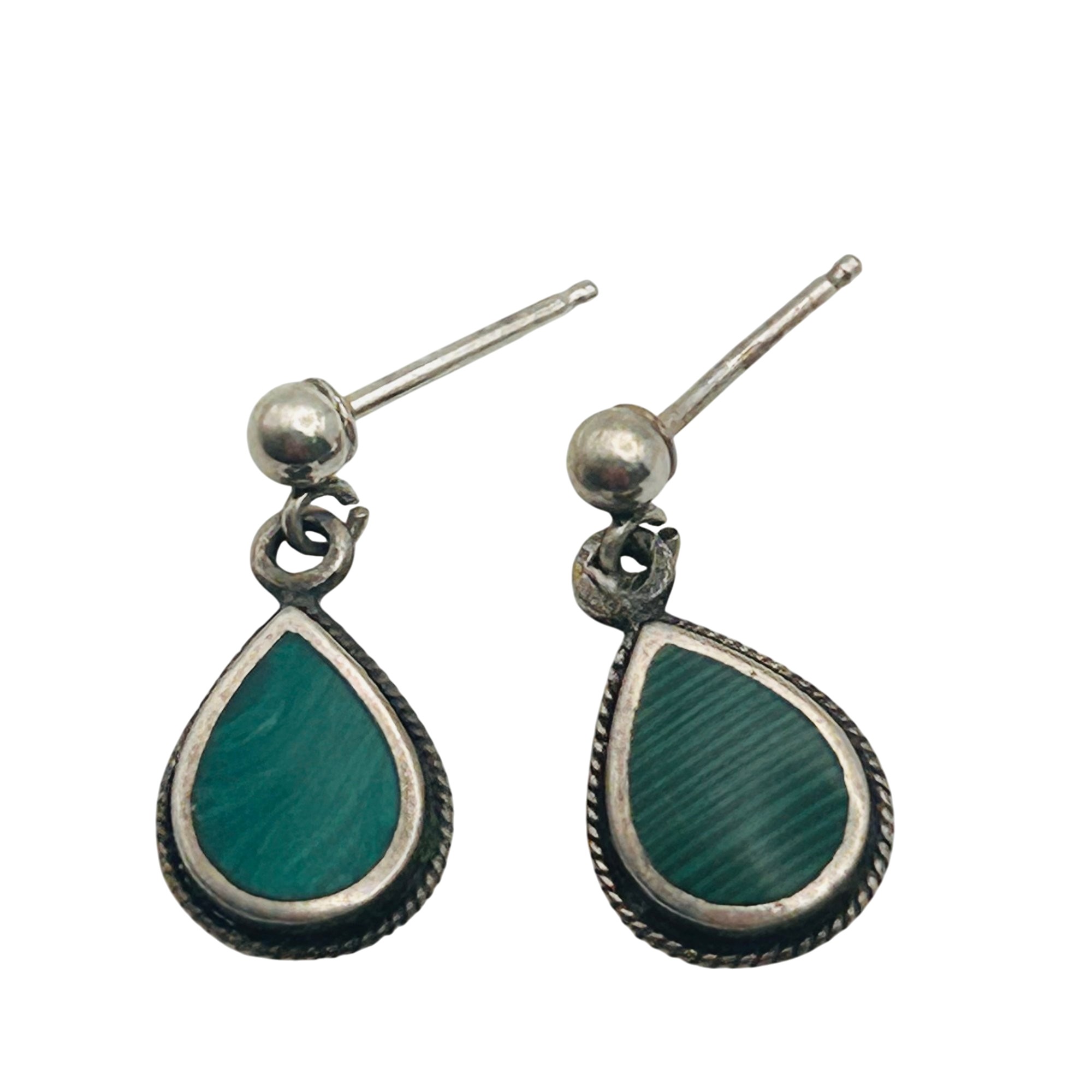Southwest Sterling Malachite Earrings