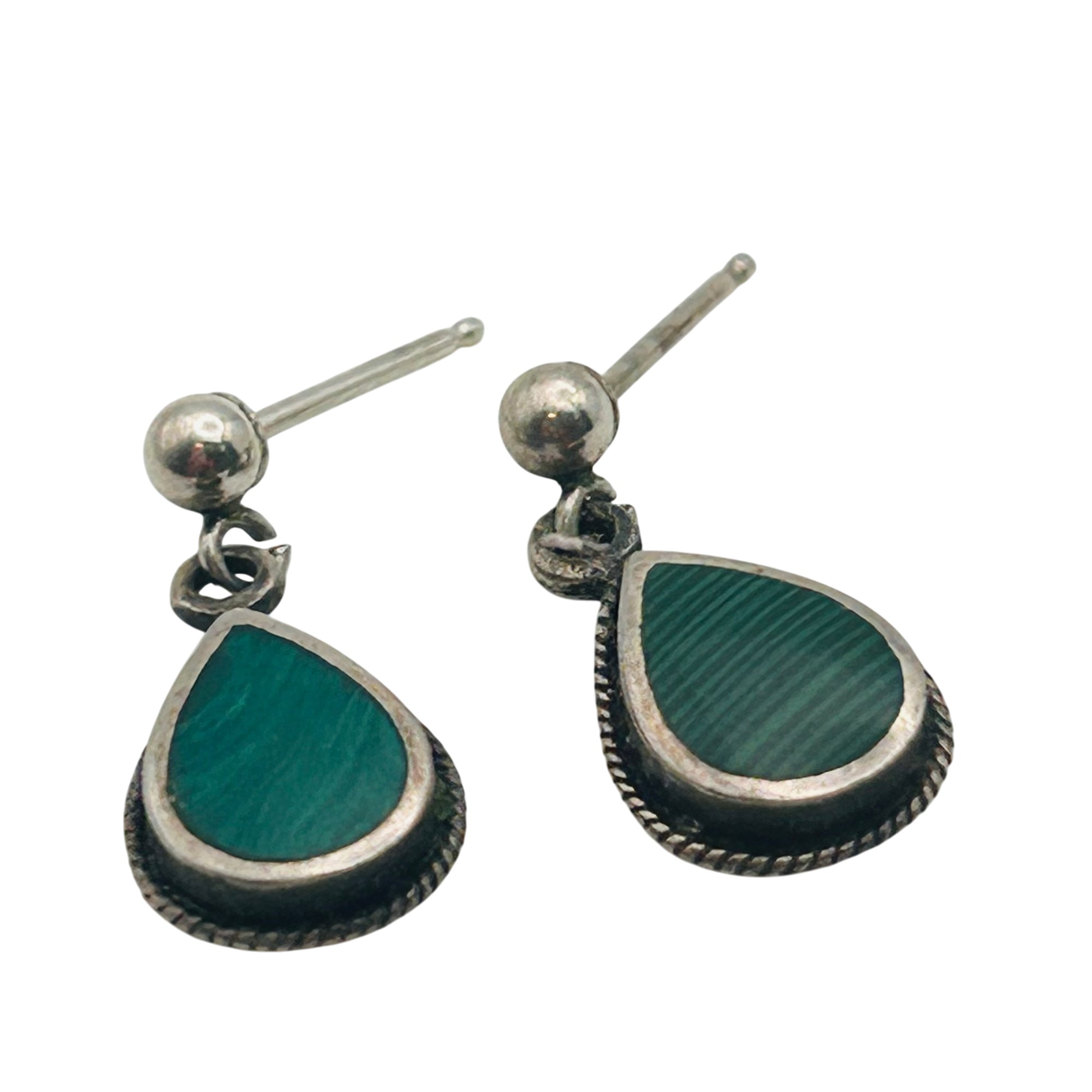 Southwest Sterling Malachite Earrings