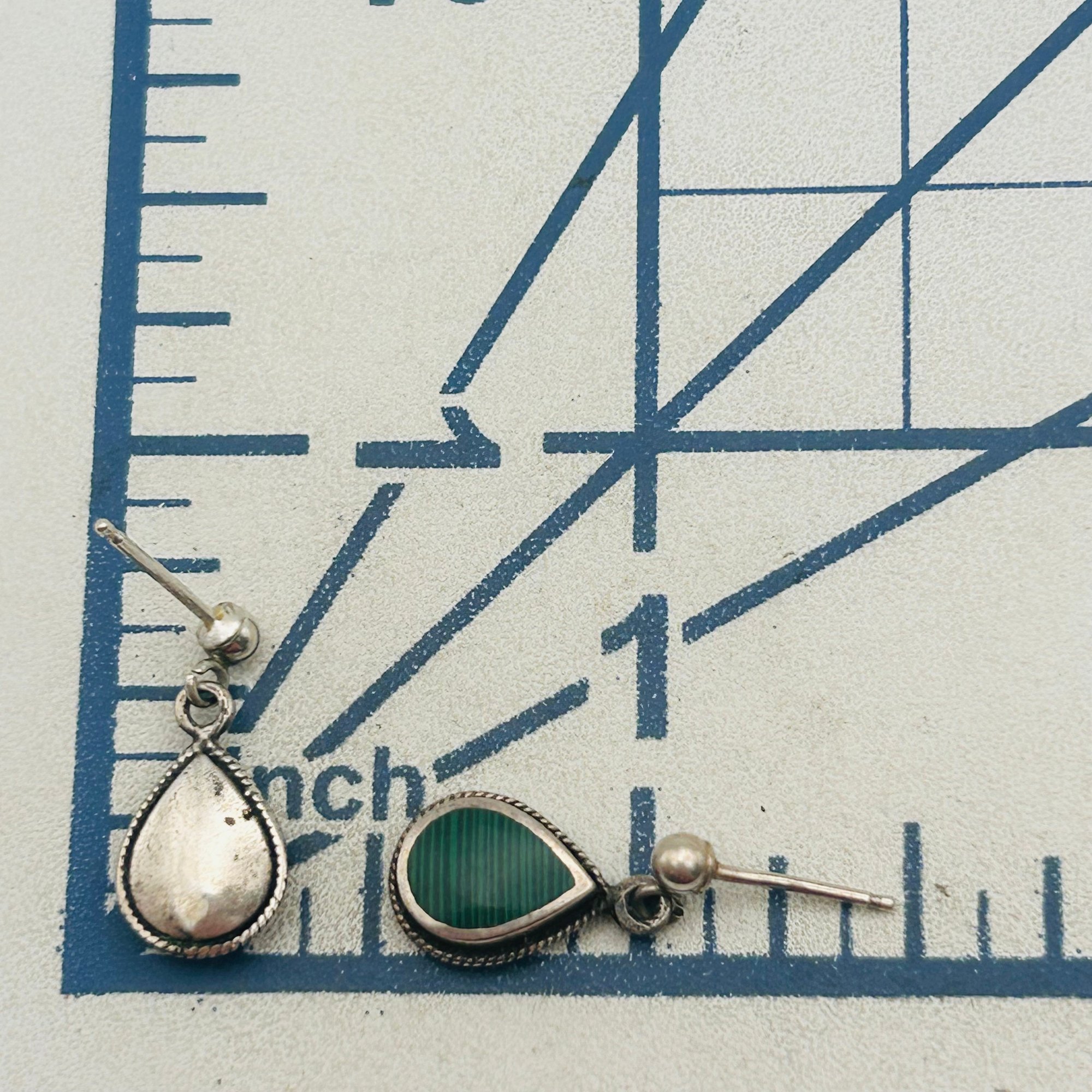 Southwest Sterling Malachite Earrings