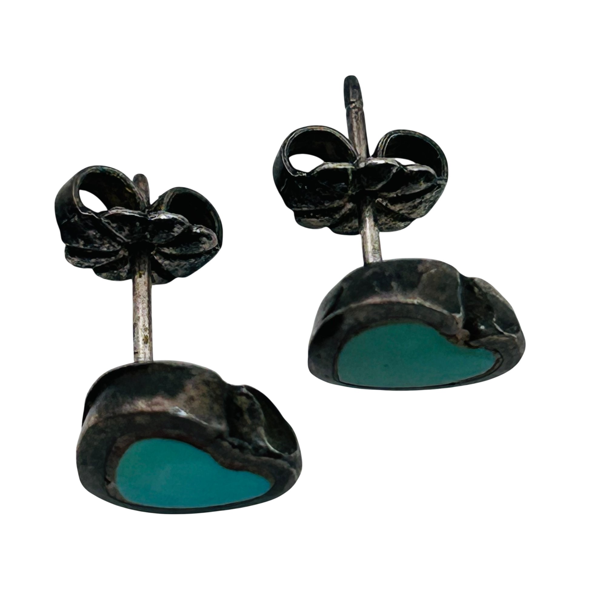 Southwest Sterling Turquoise Heart Earrings