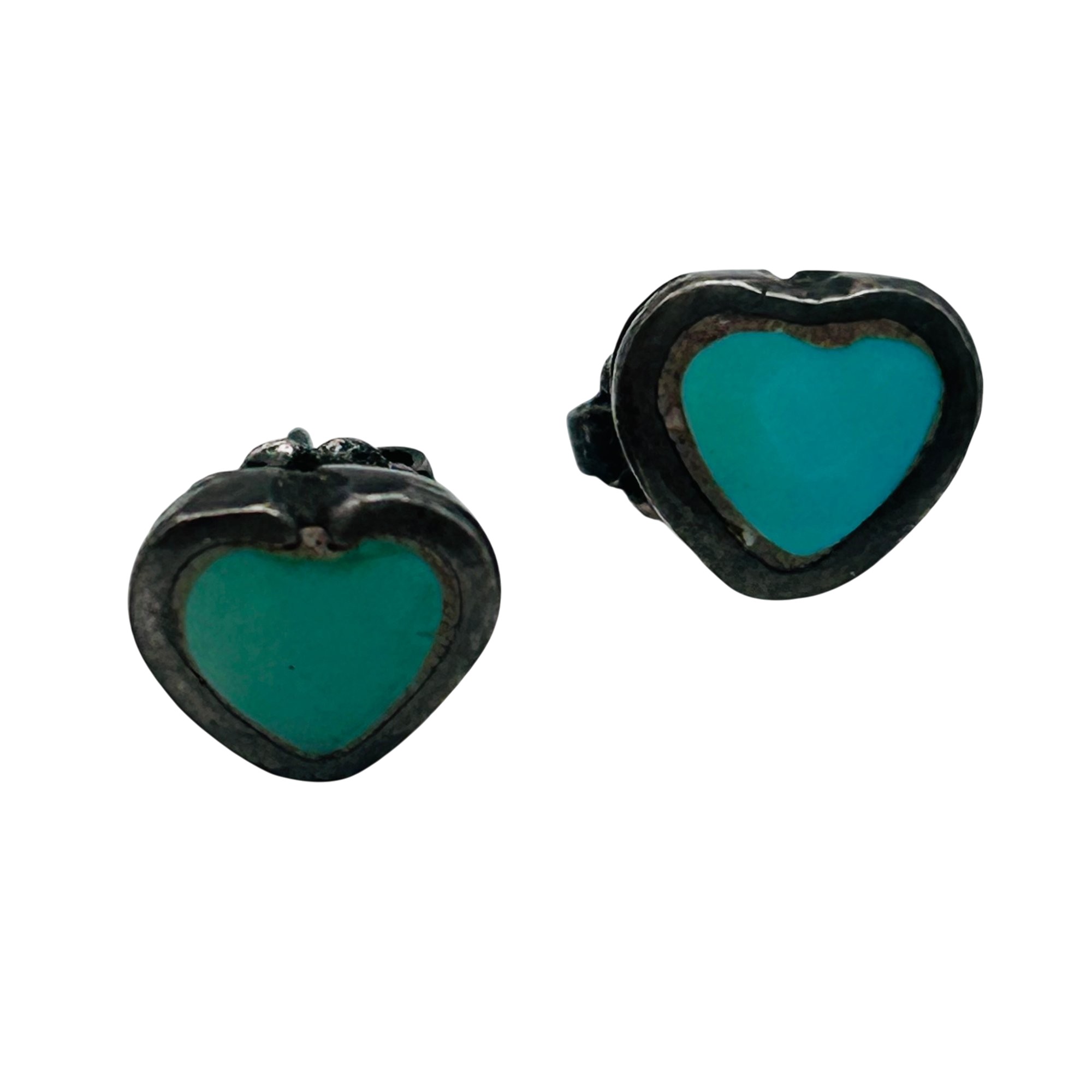 Southwest Sterling Turquoise Heart Earrings