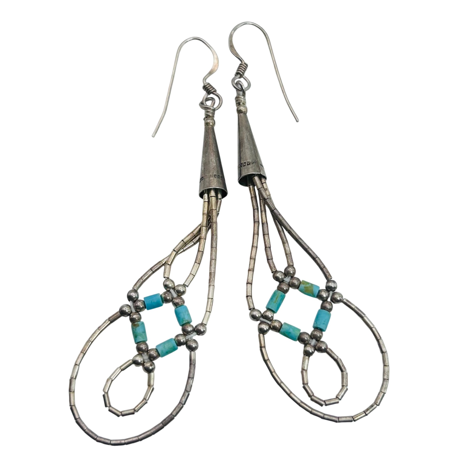 Southwest Sterling Turquoise Bead Earrings