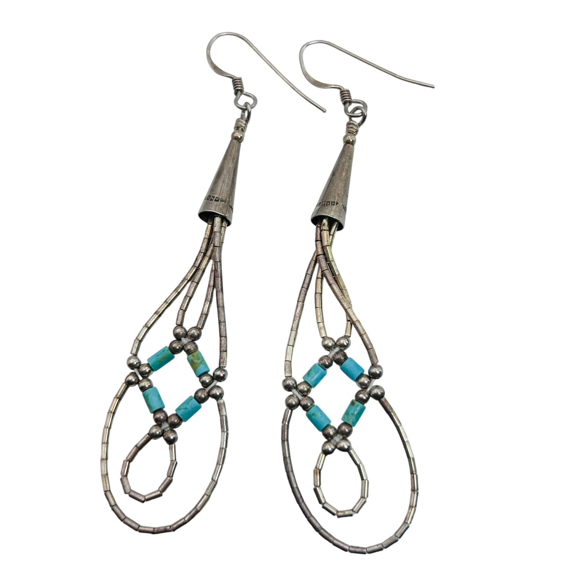 Southwest Sterling Turquoise Bead Earrings