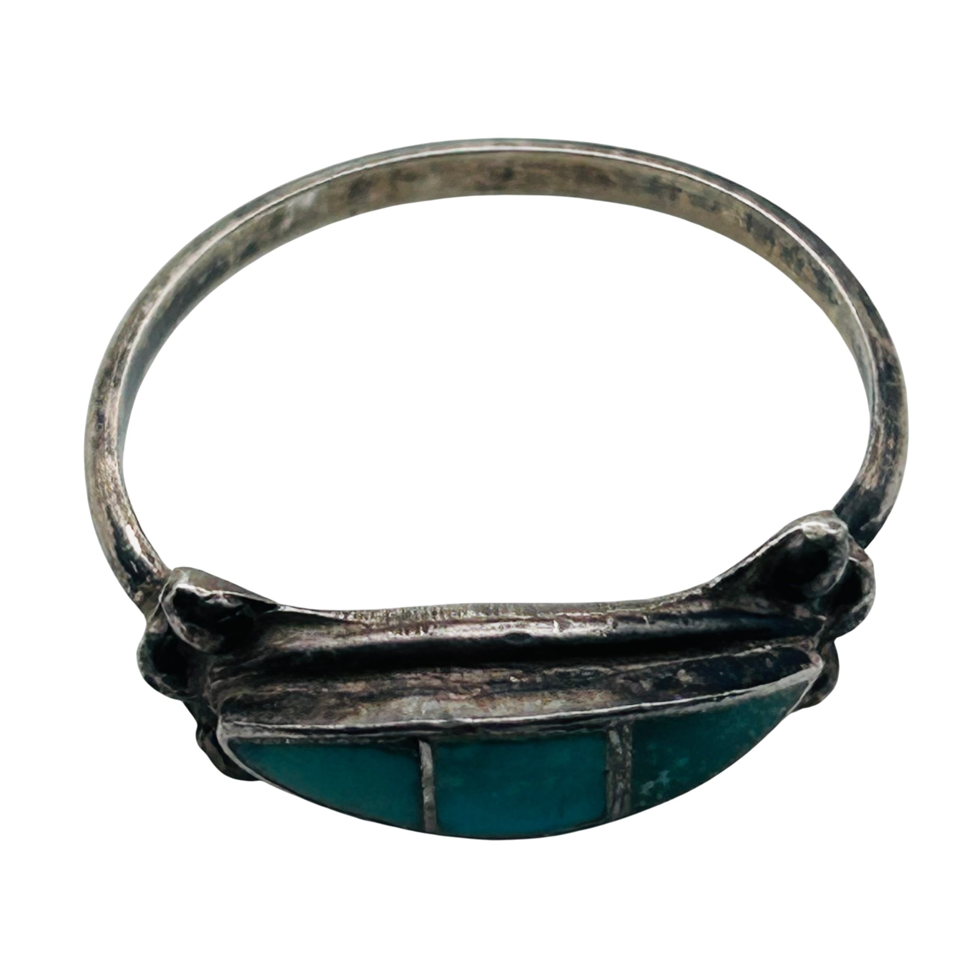 Southwest Sterling Inlay Turquoise Ring Sz 8