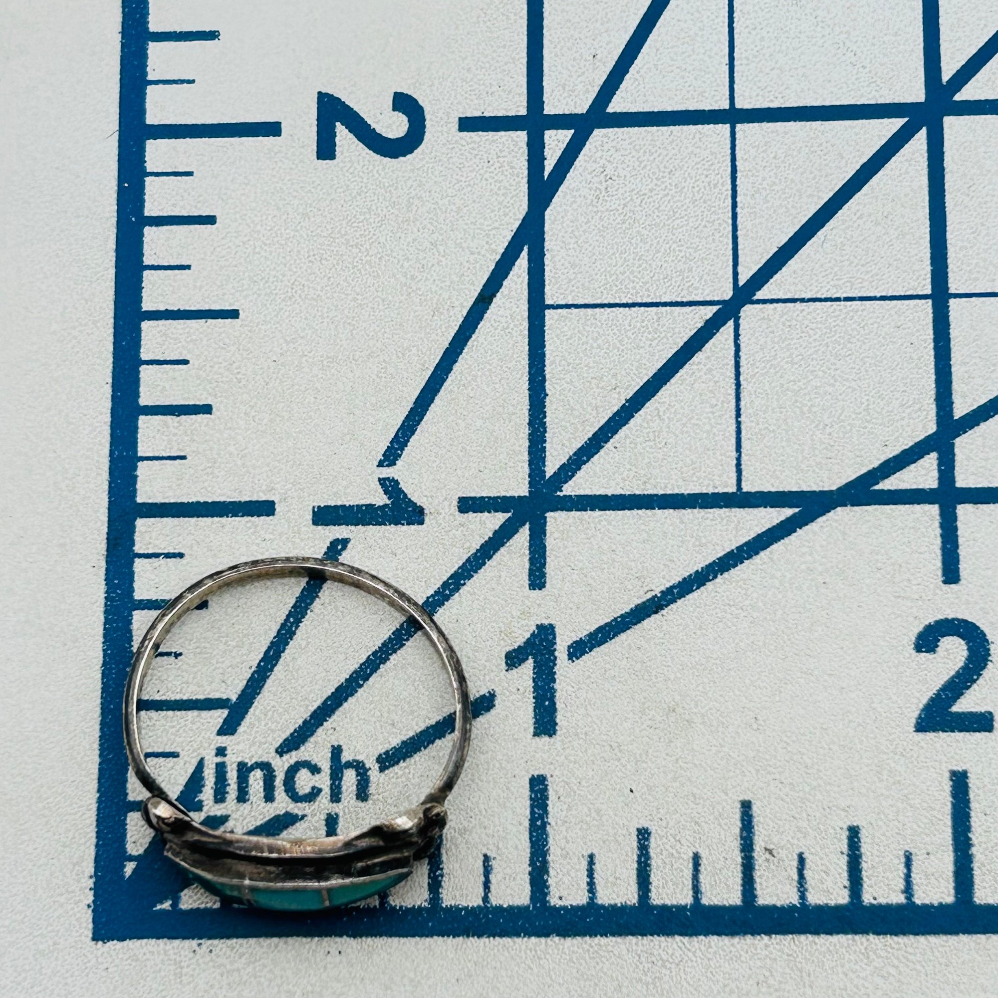 Southwest Sterling Inlay Turquoise Ring Sz 8
