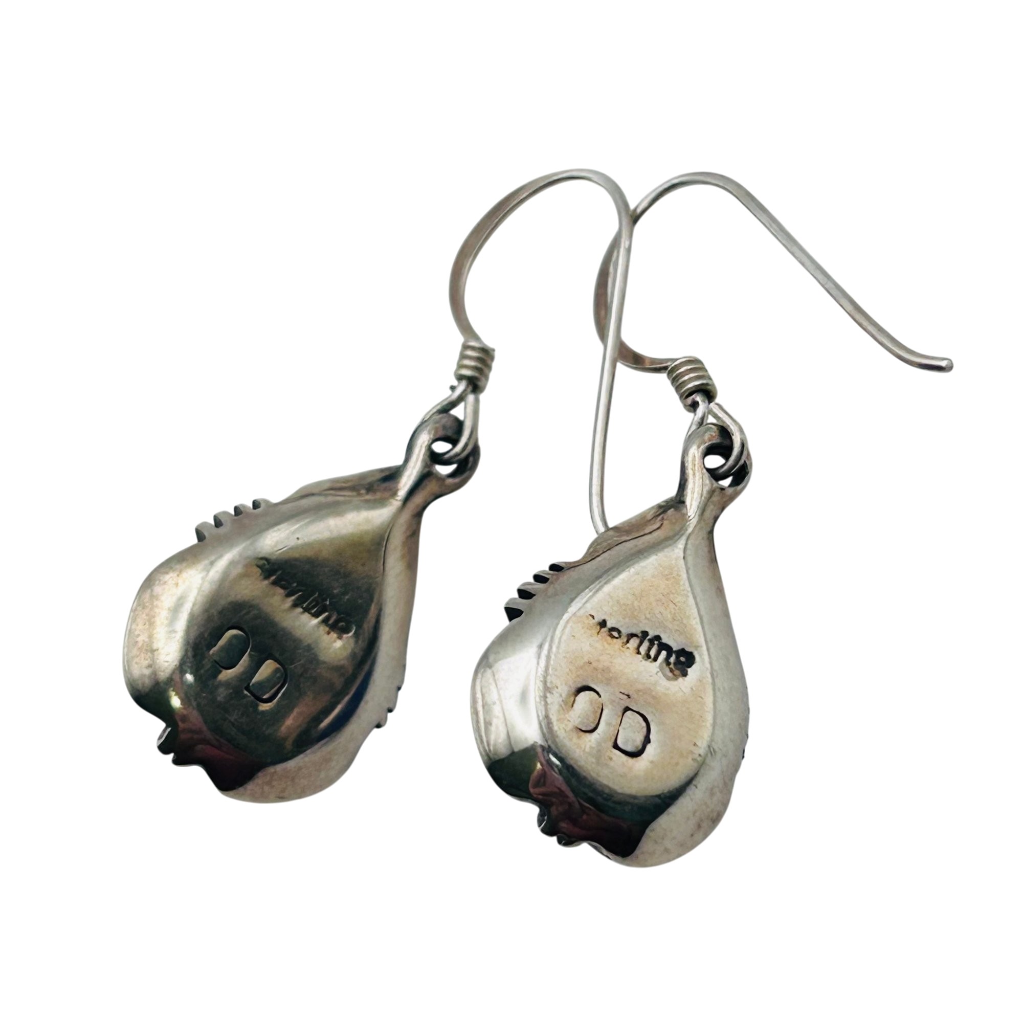 Signed OD Navajo Sterling Lapis Lazuli Earrings