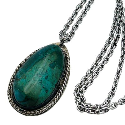 Bob Genks Sterling Chrysocolla Pendant Necklace. Bob Genks sterling Chrysocolla pendant cable 