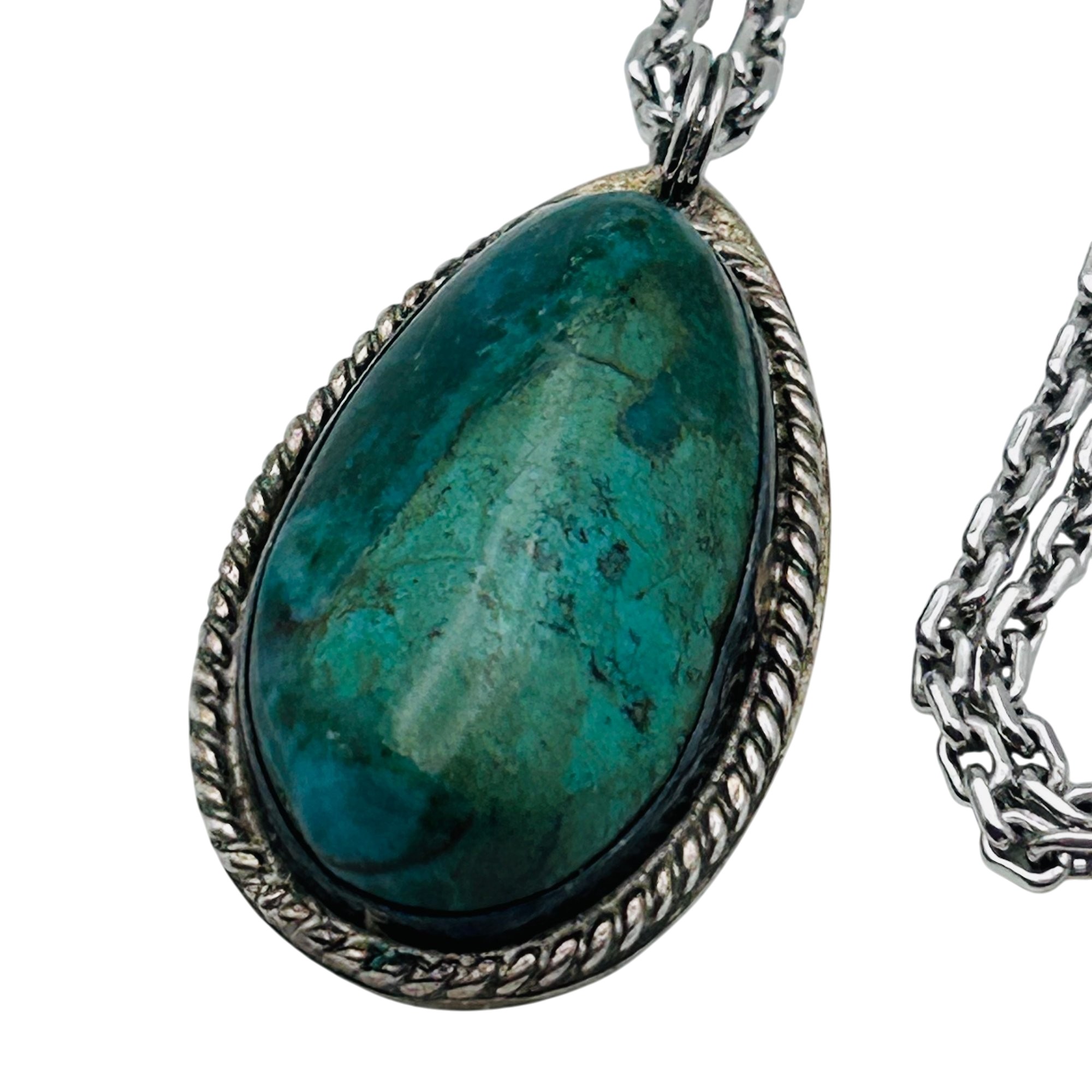 Bob Genks Sterling Chrysocolla Pendant Necklace
