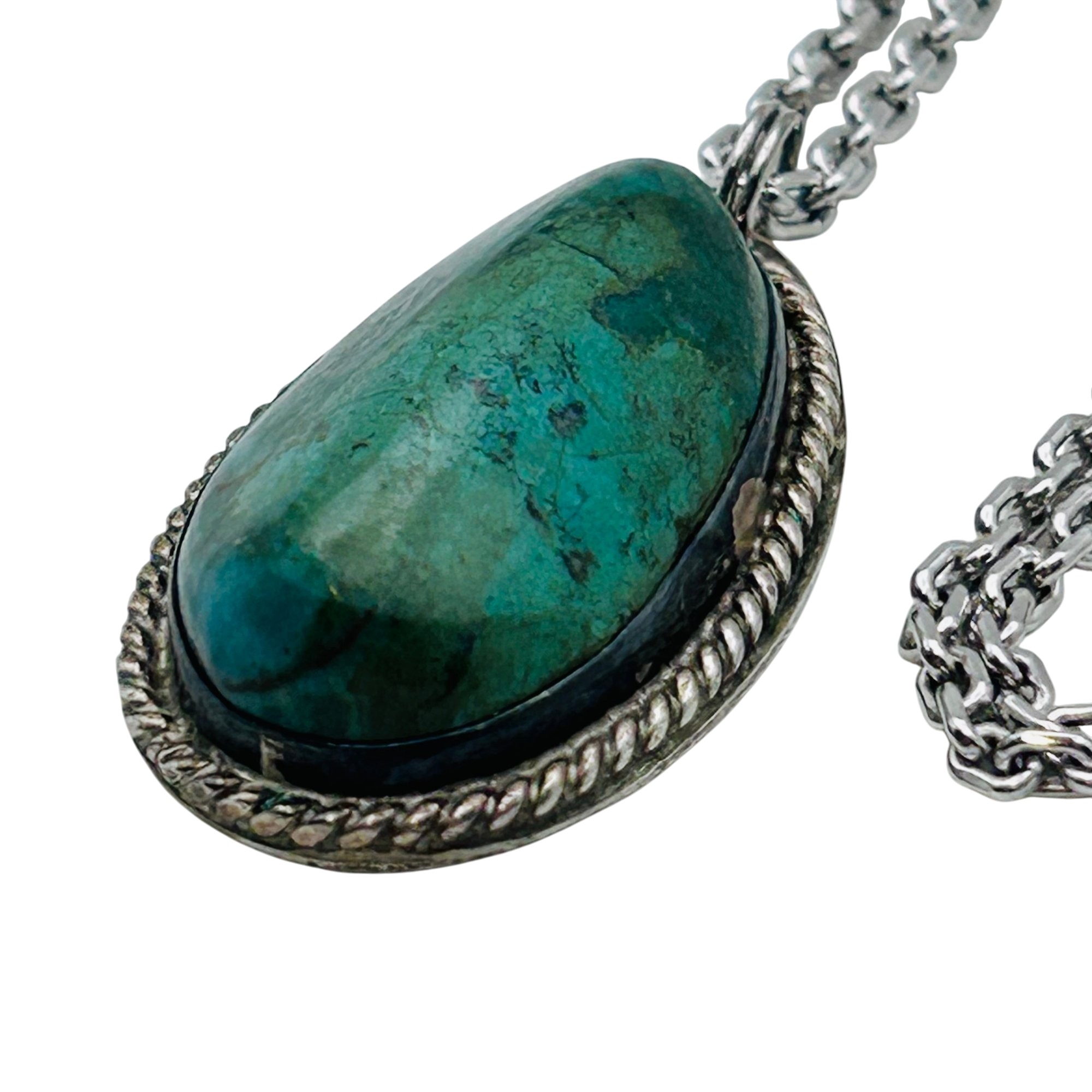 Bob Genks Sterling Chrysocolla Pendant Necklace