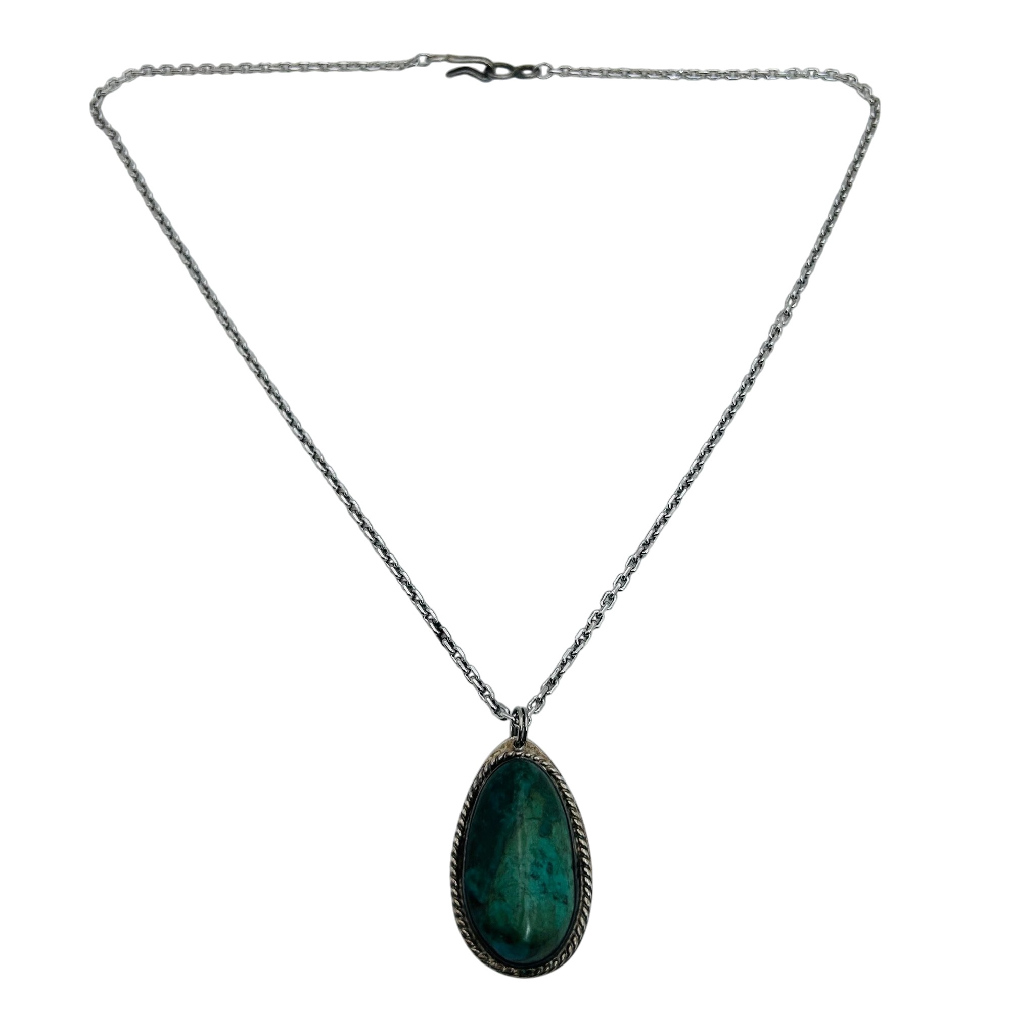 Bob Genks Sterling Chrysocolla Pendant Necklace