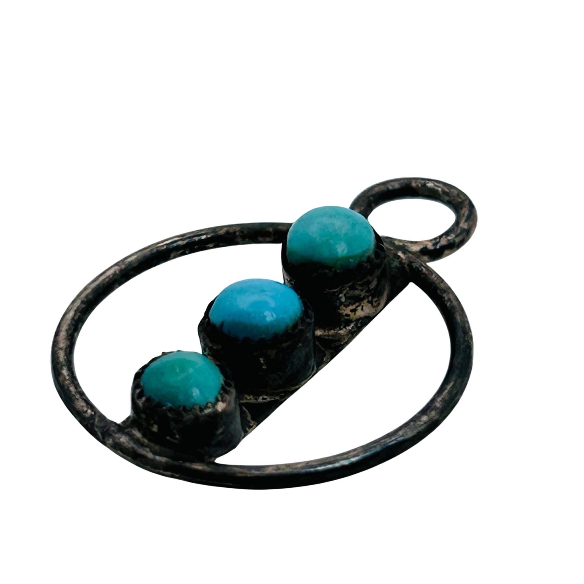 Vintage Native Sterling Turquoise Pendant