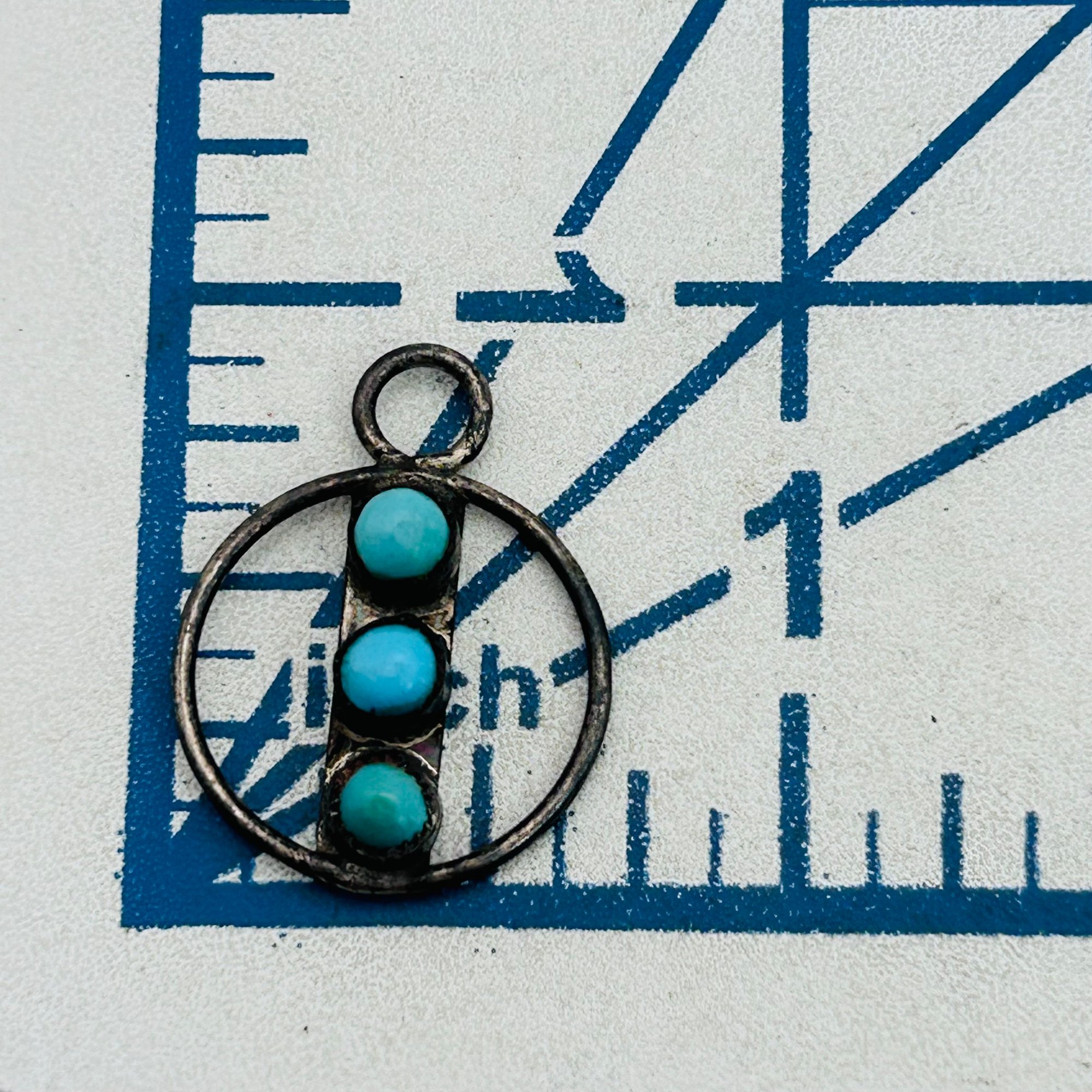 Vintage Native Sterling Turquoise Pendant