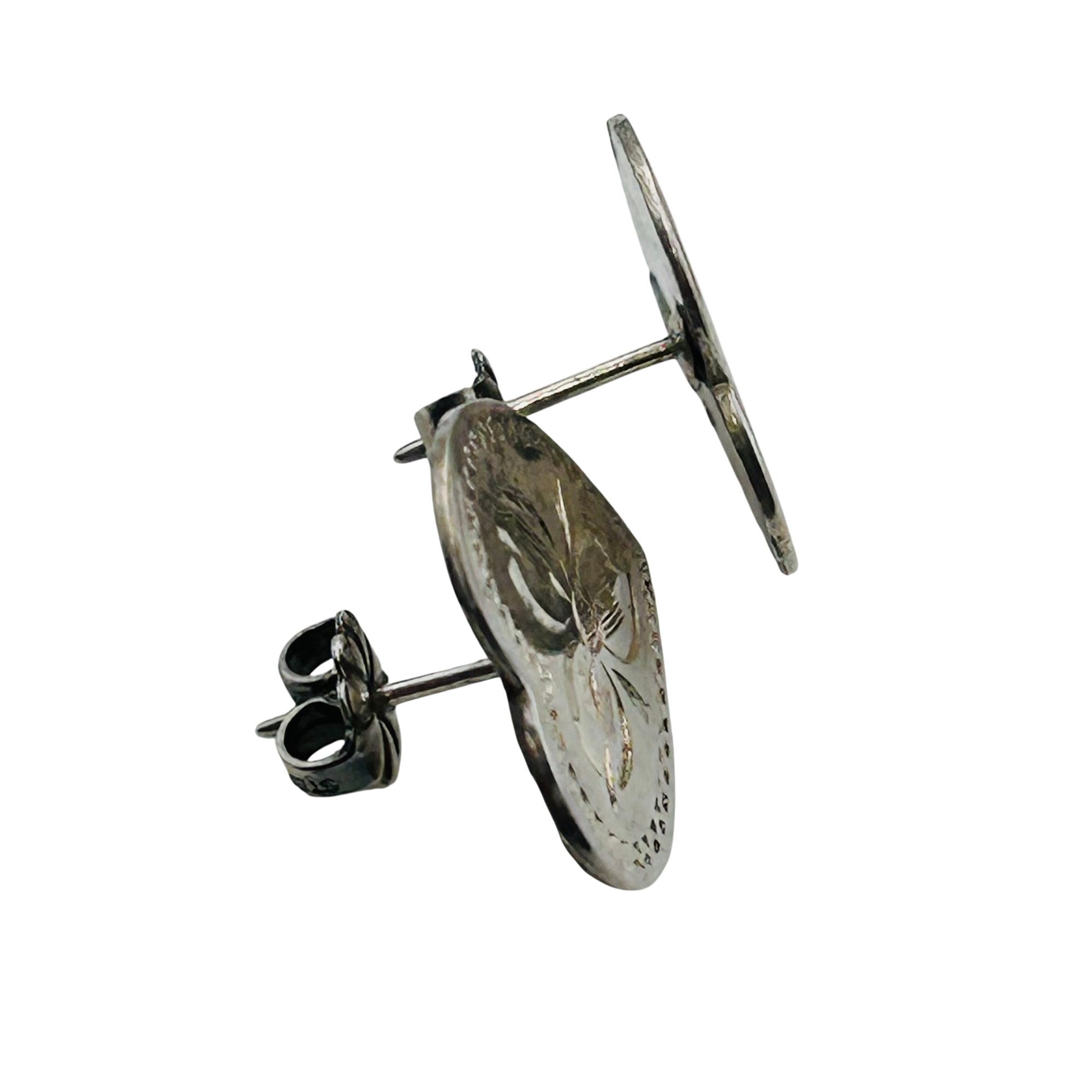 Navajo Sterling Stamped Heart Earrings