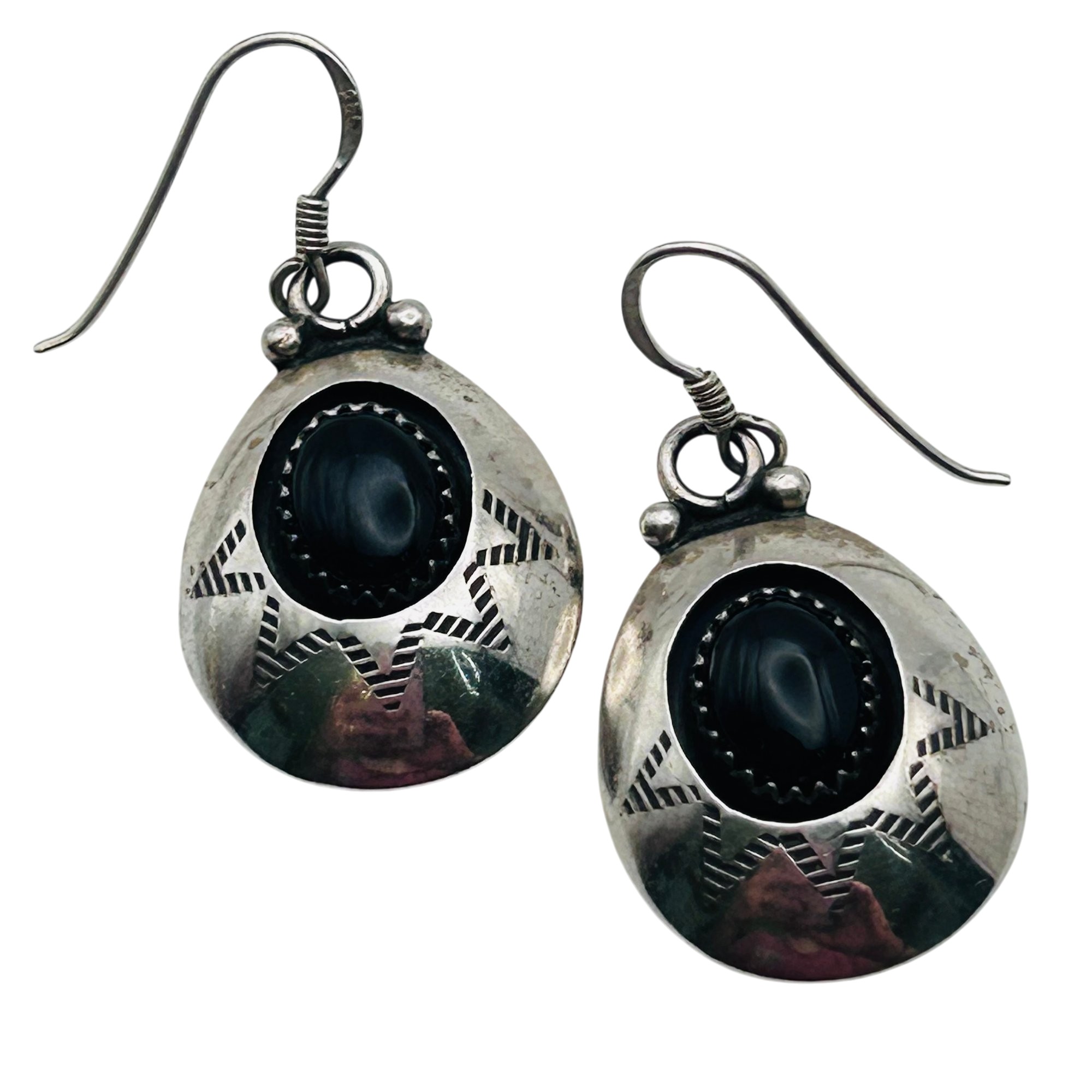 Teddy Goodluck Navajo Sterling Onyx Earrings