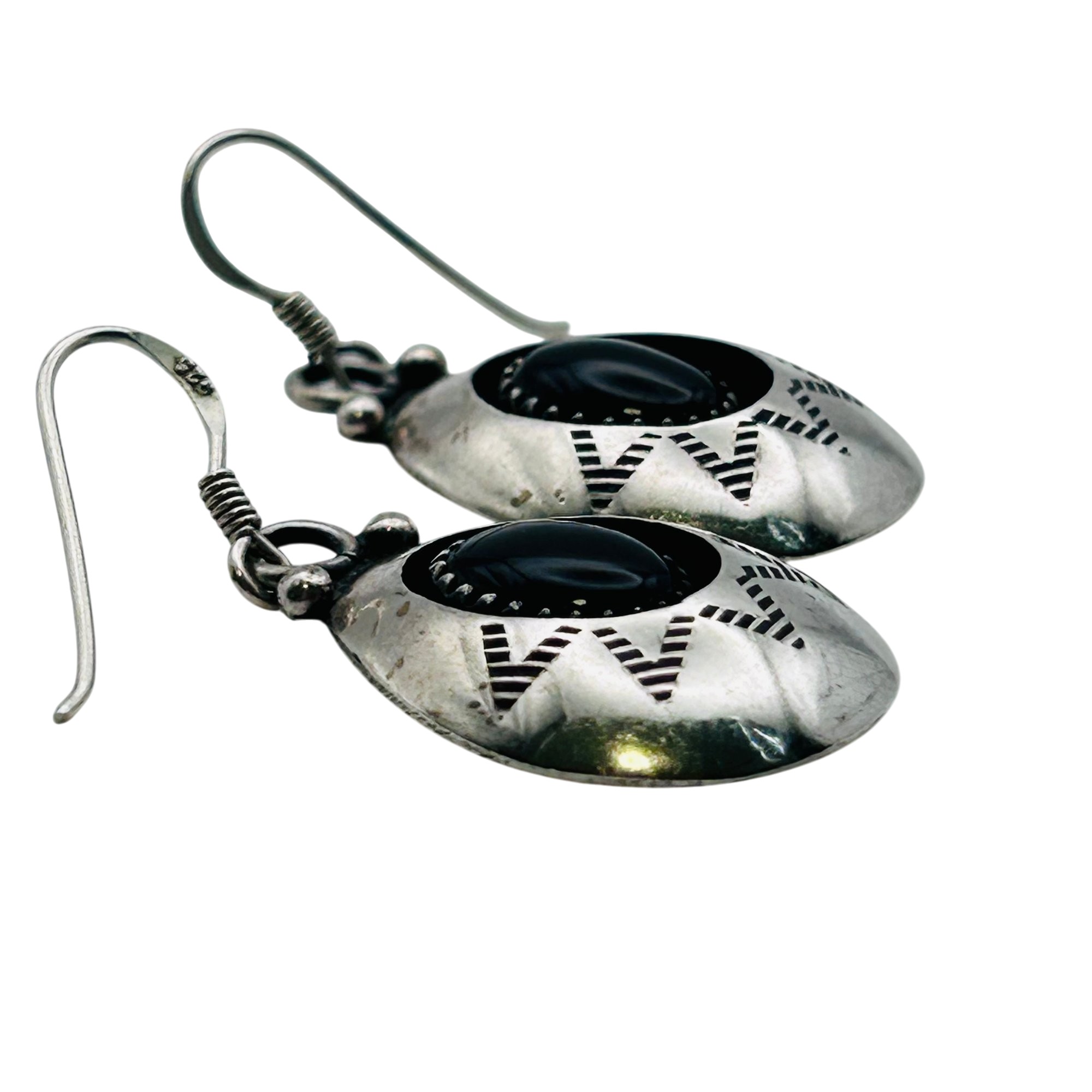 Teddy Goodluck Navajo Sterling Onyx Earrings