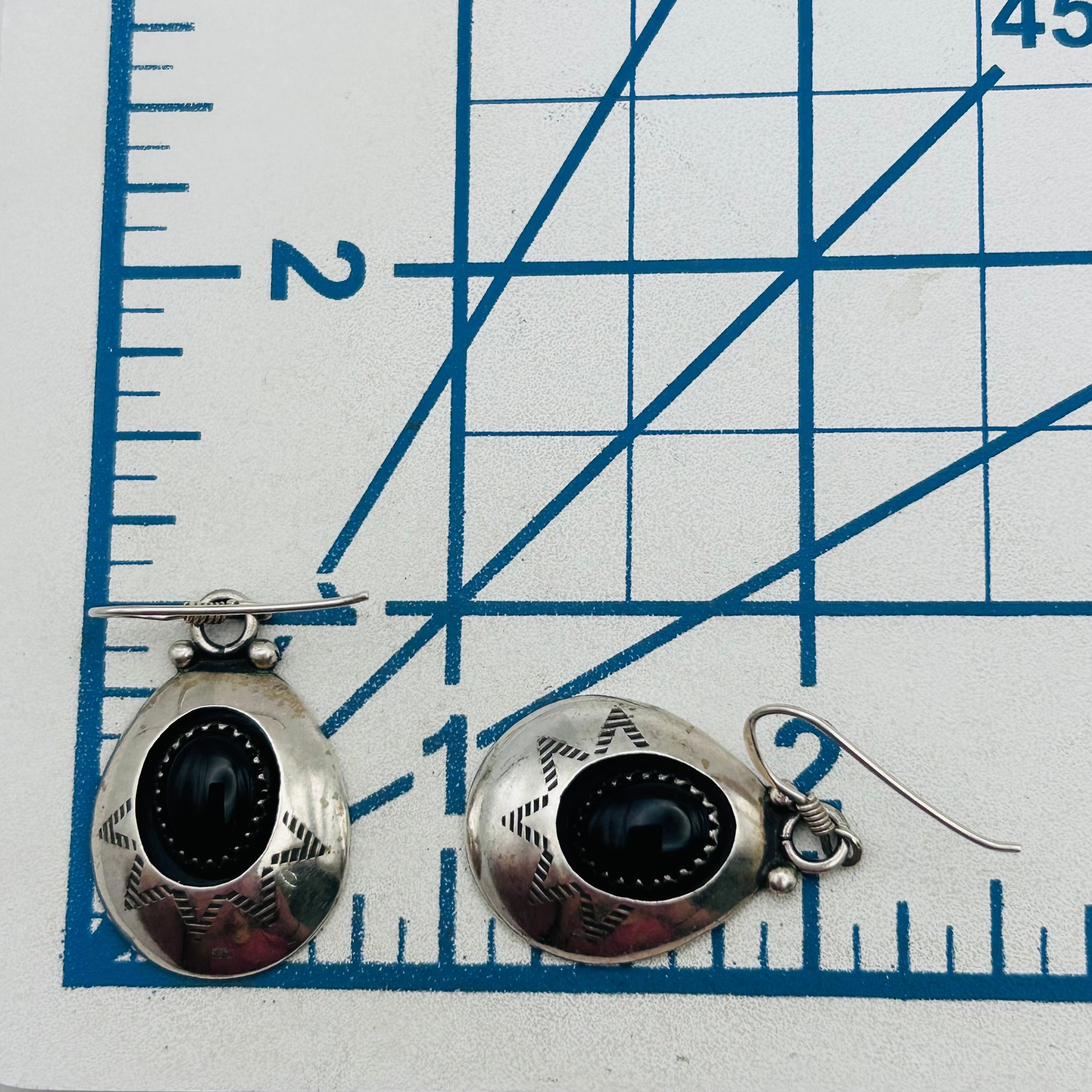 Teddy Goodluck Navajo Sterling Onyx Earrings