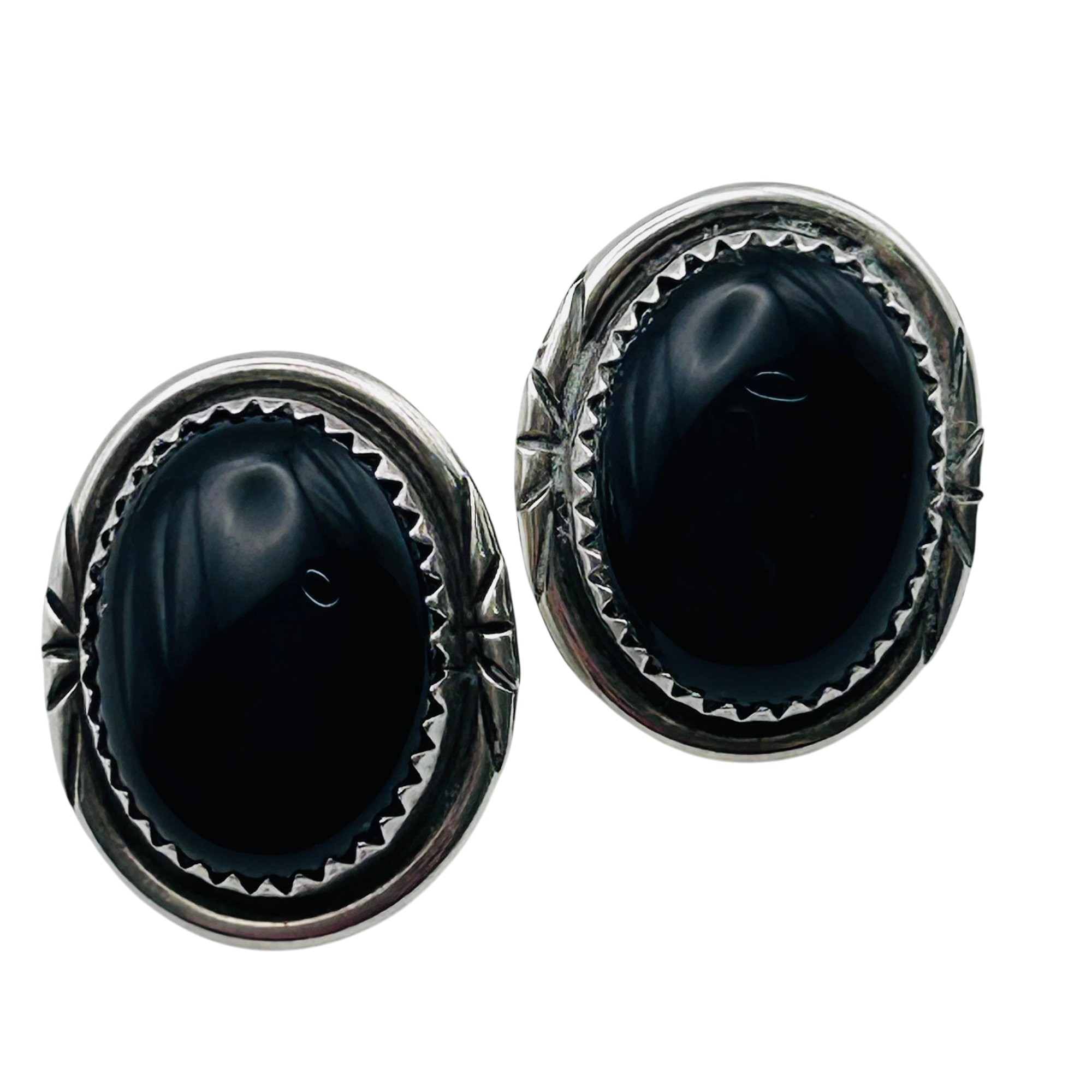 Navajo Sterling Onyx Earrings
