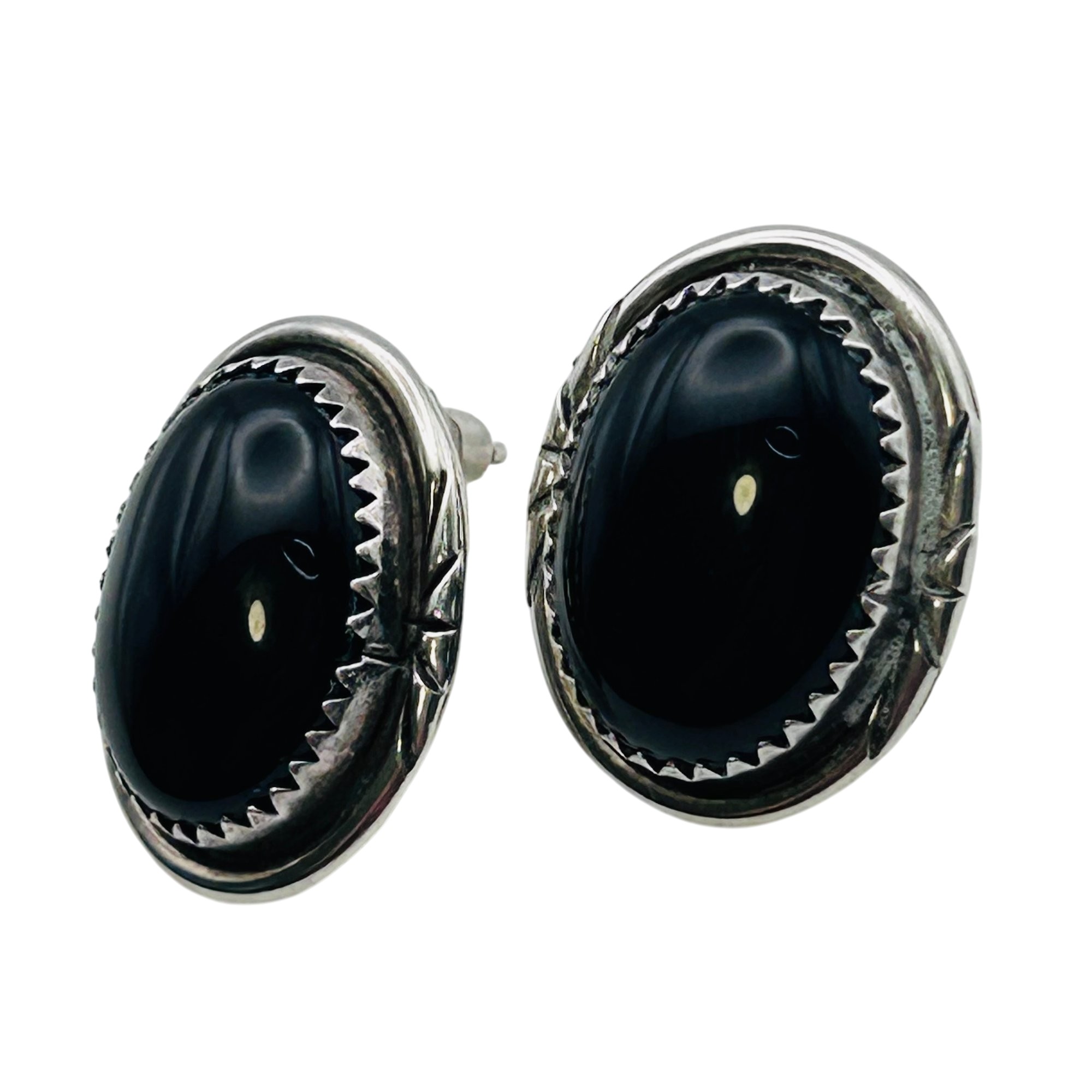 Navajo Sterling Onyx Earrings