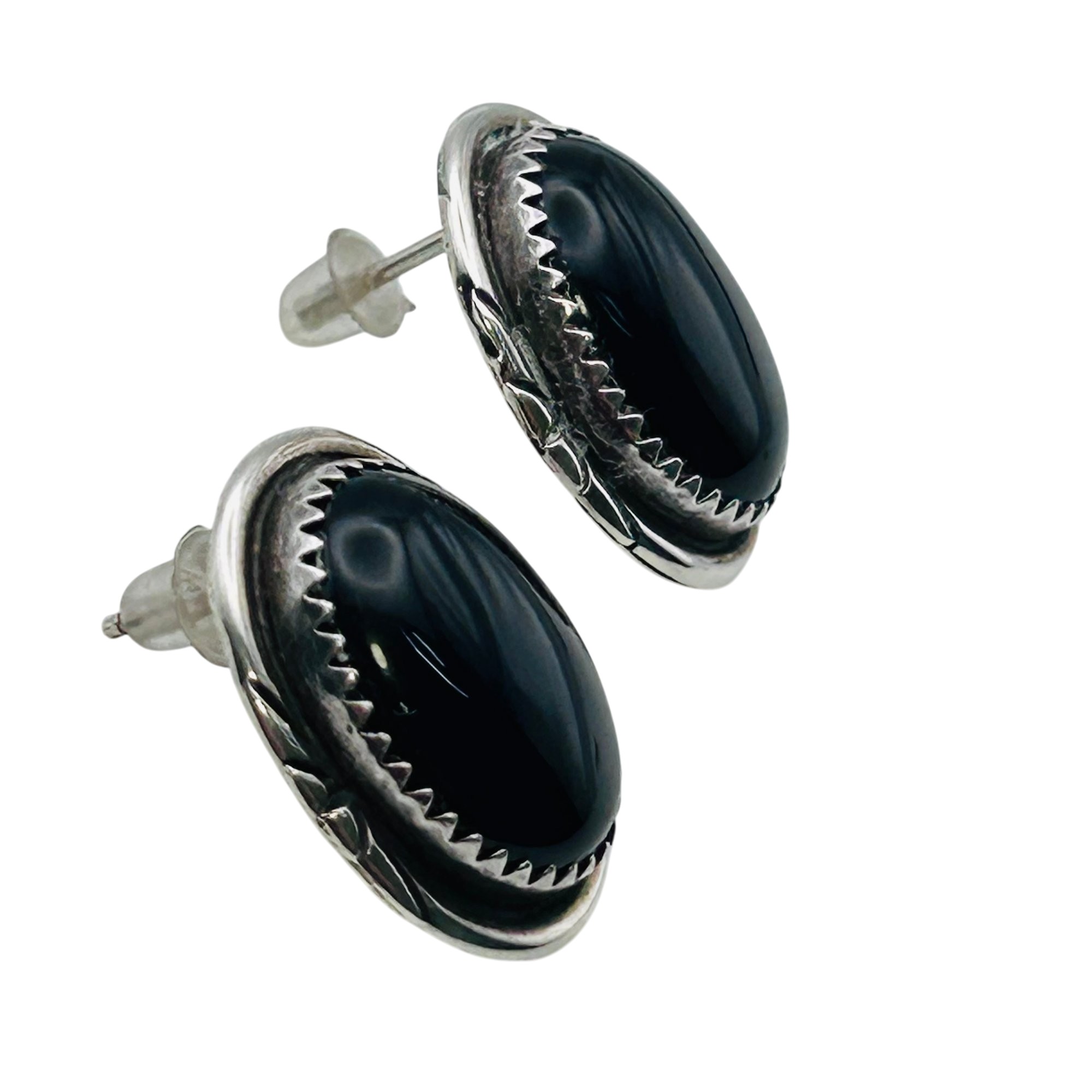 Navajo Sterling Onyx Earrings