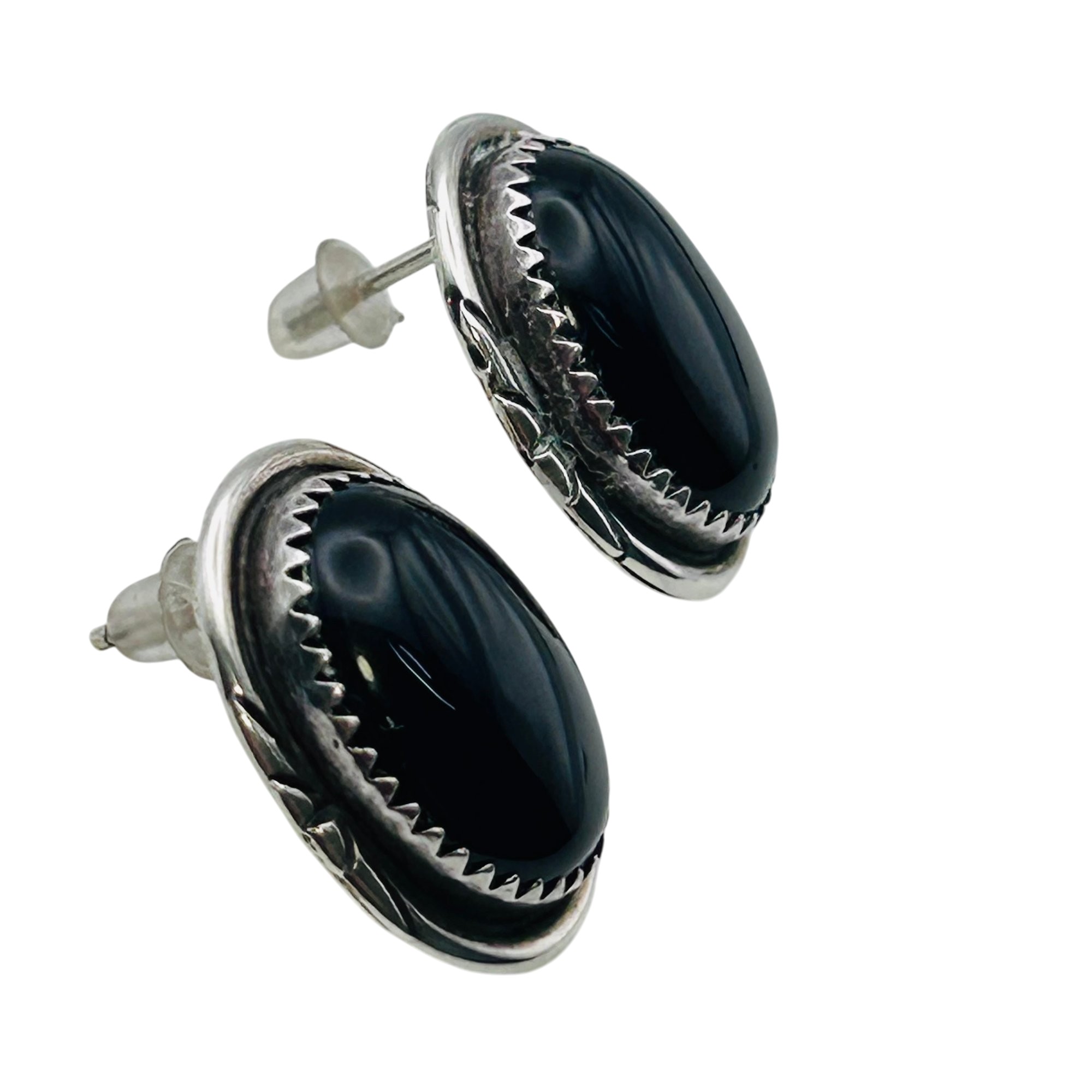 Navajo Sterling Onyx Earrings