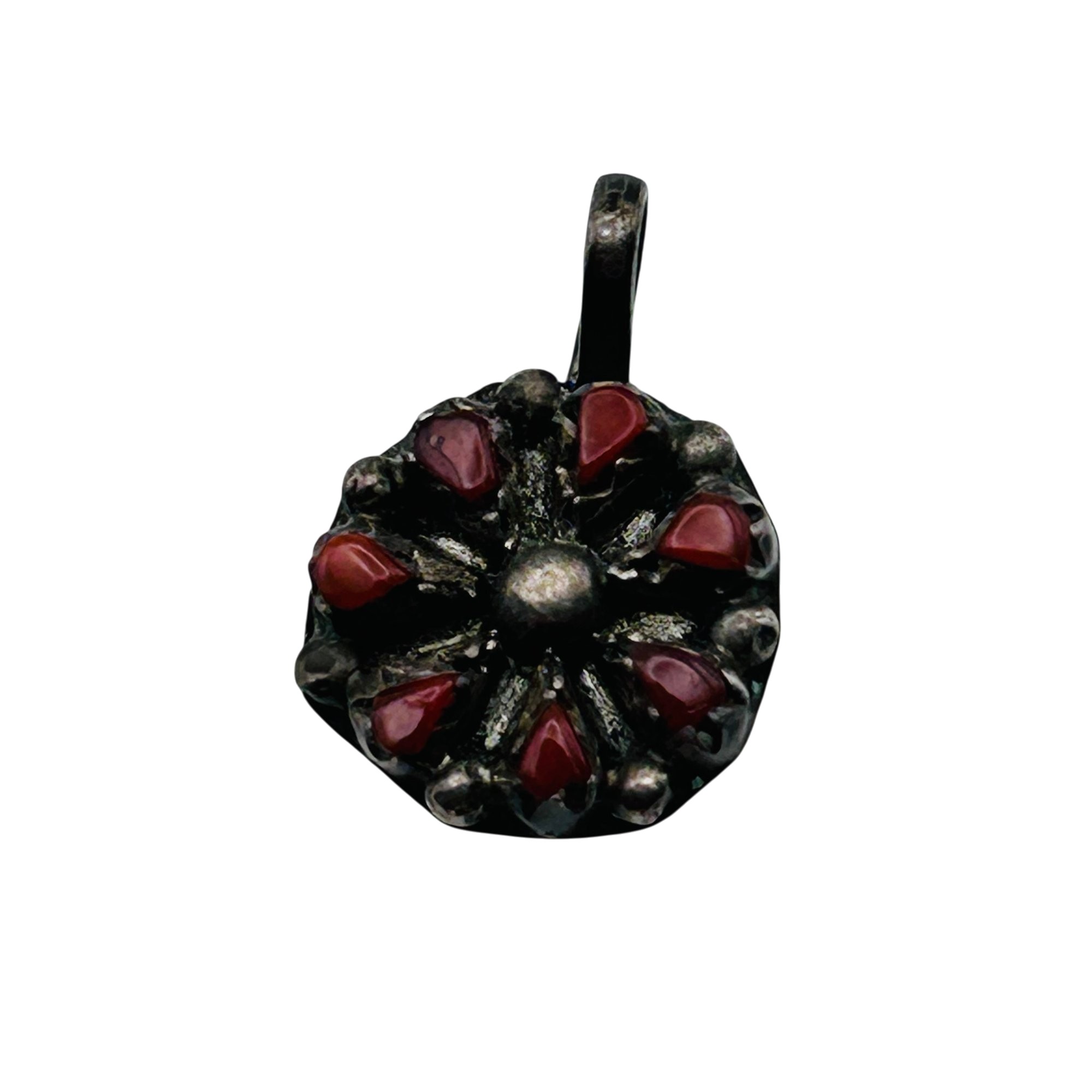 Vintage Zuni Sterling Coral Pendant