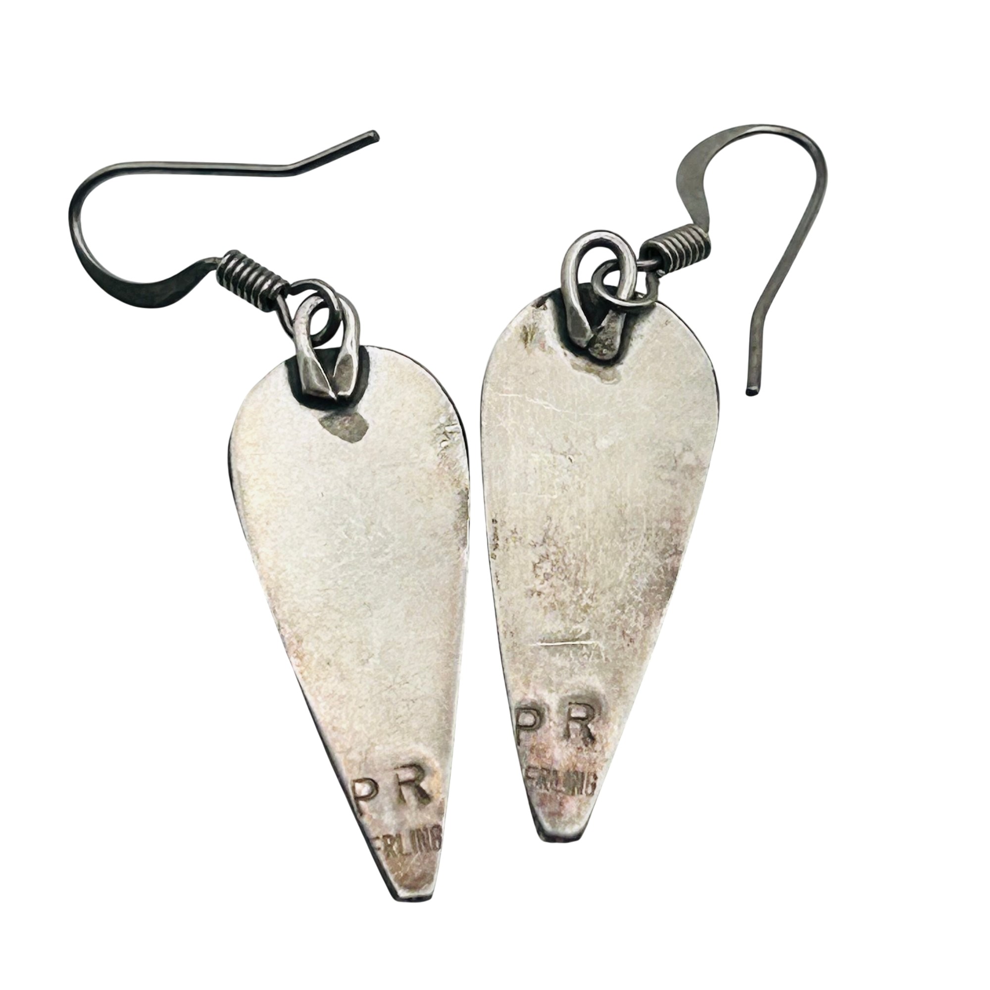 Signed Navajo Sterling Mother Of Pearl Earrings