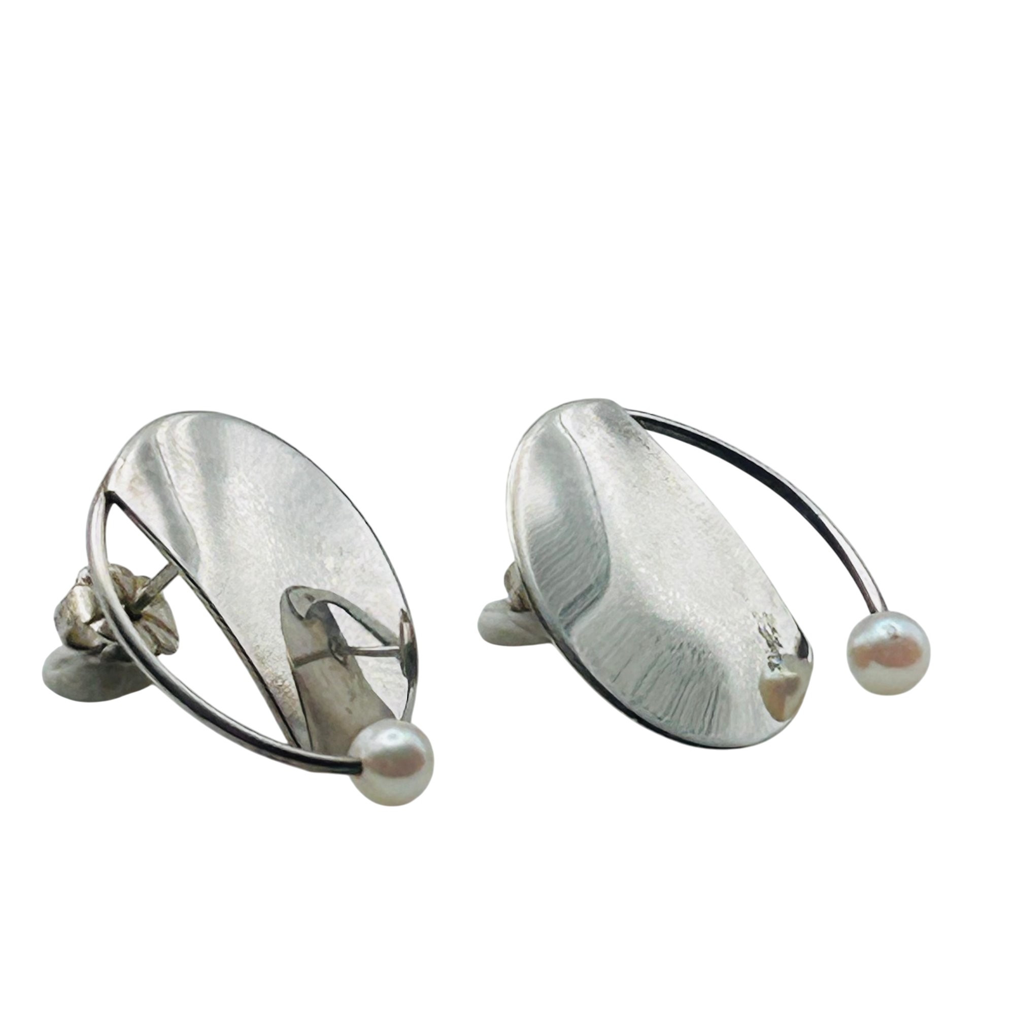 J. Gray Sterling Pearl Earrings