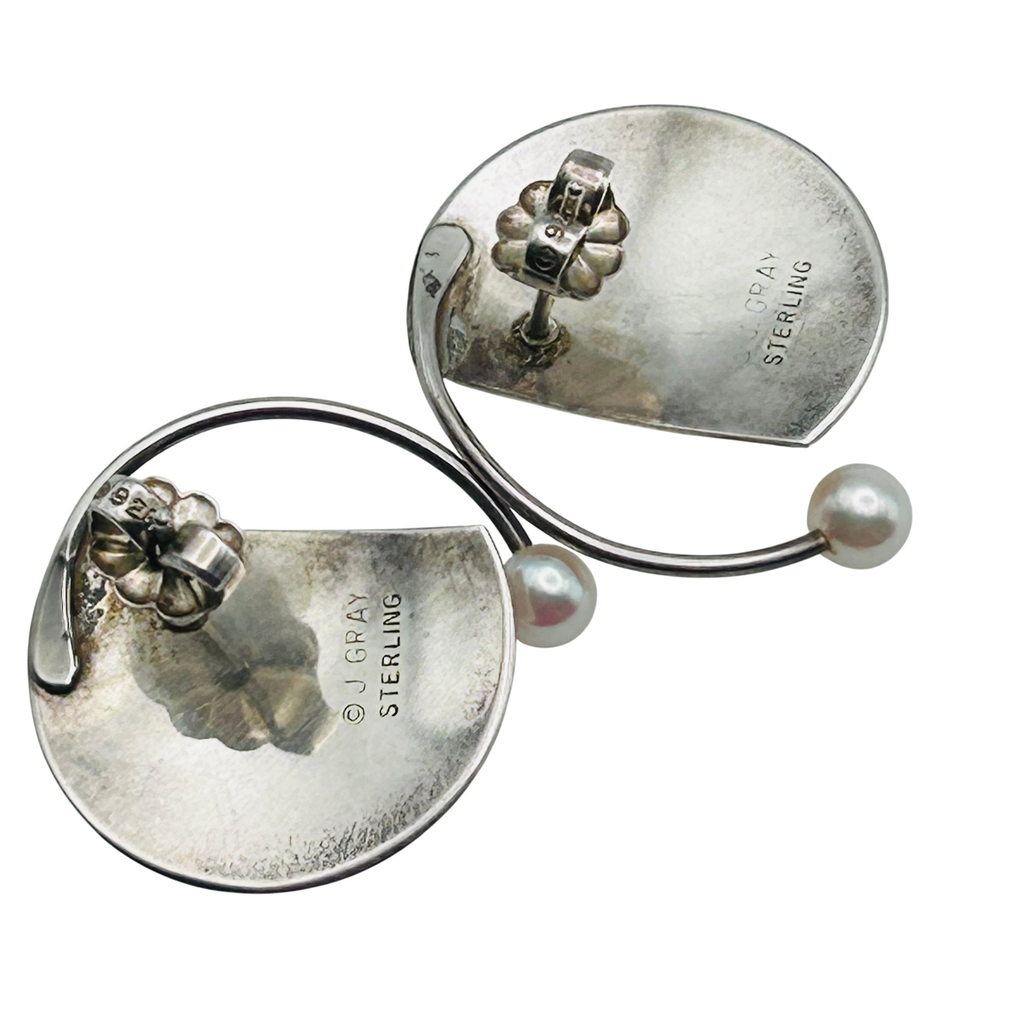 J. Gray Sterling Pearl Earrings