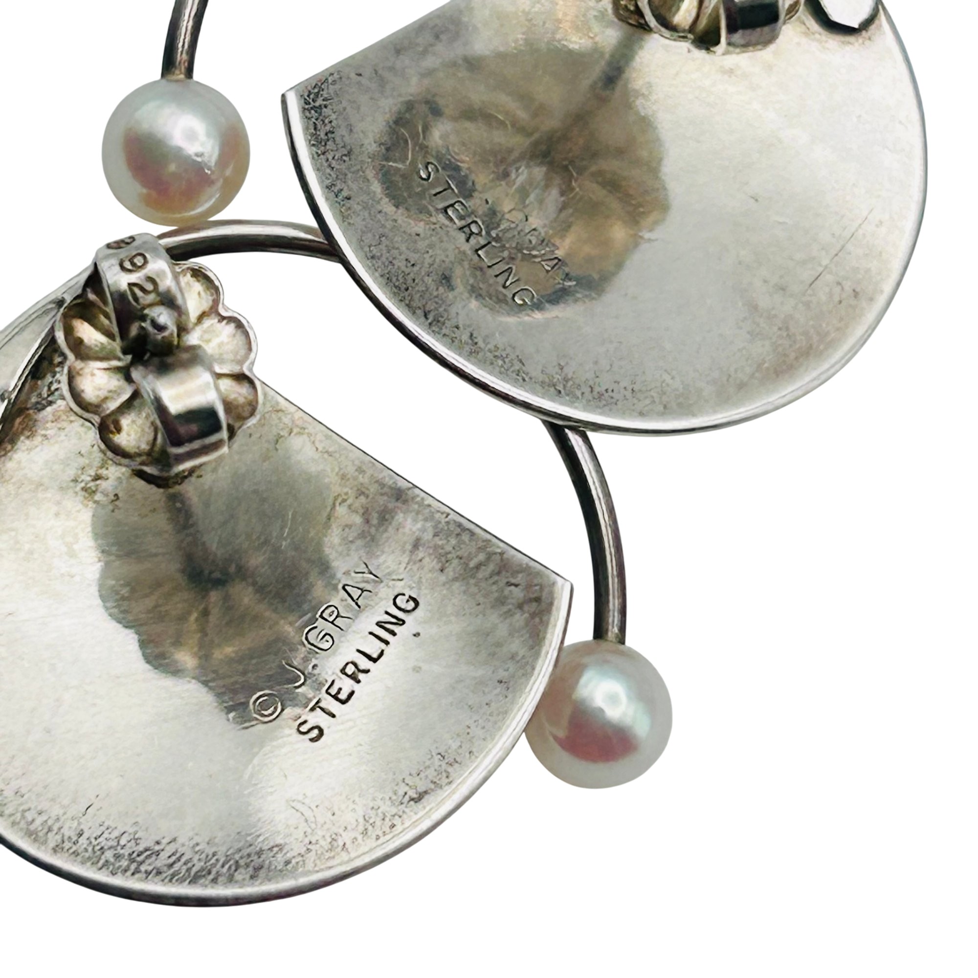 J. Gray Sterling Pearl Earrings
