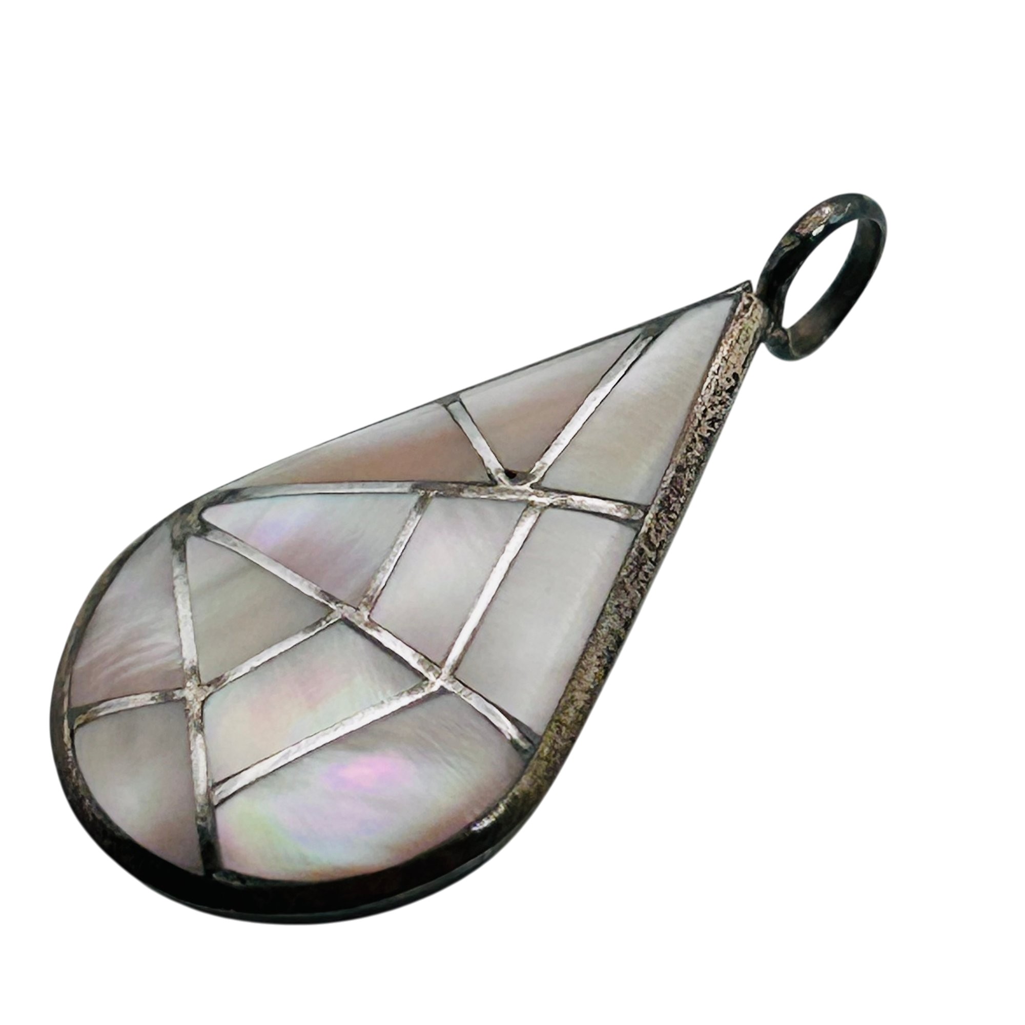 Signed Native Sterling Mother Of Pearl Pendant