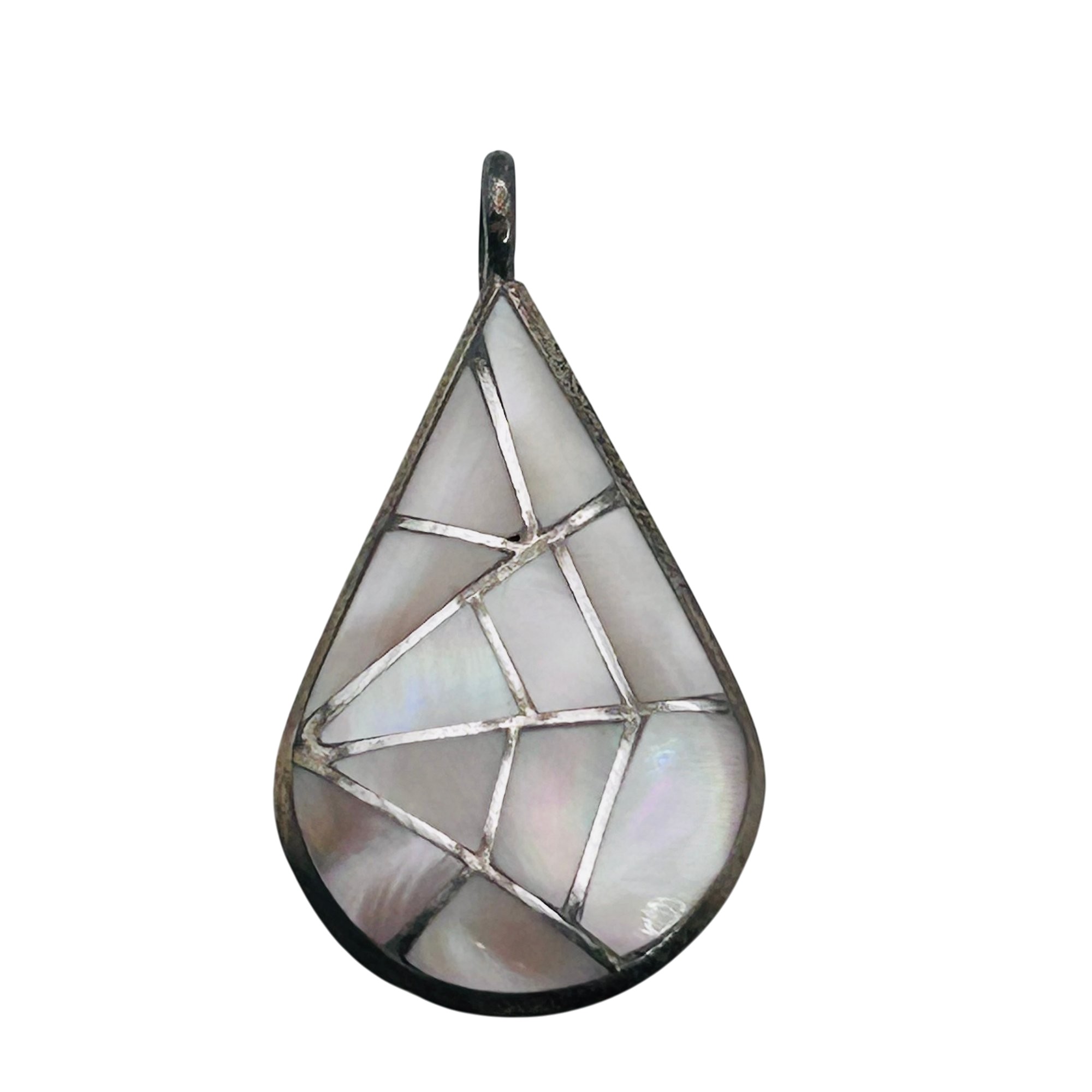 Signed Native Sterling Mother Of Pearl Pendant