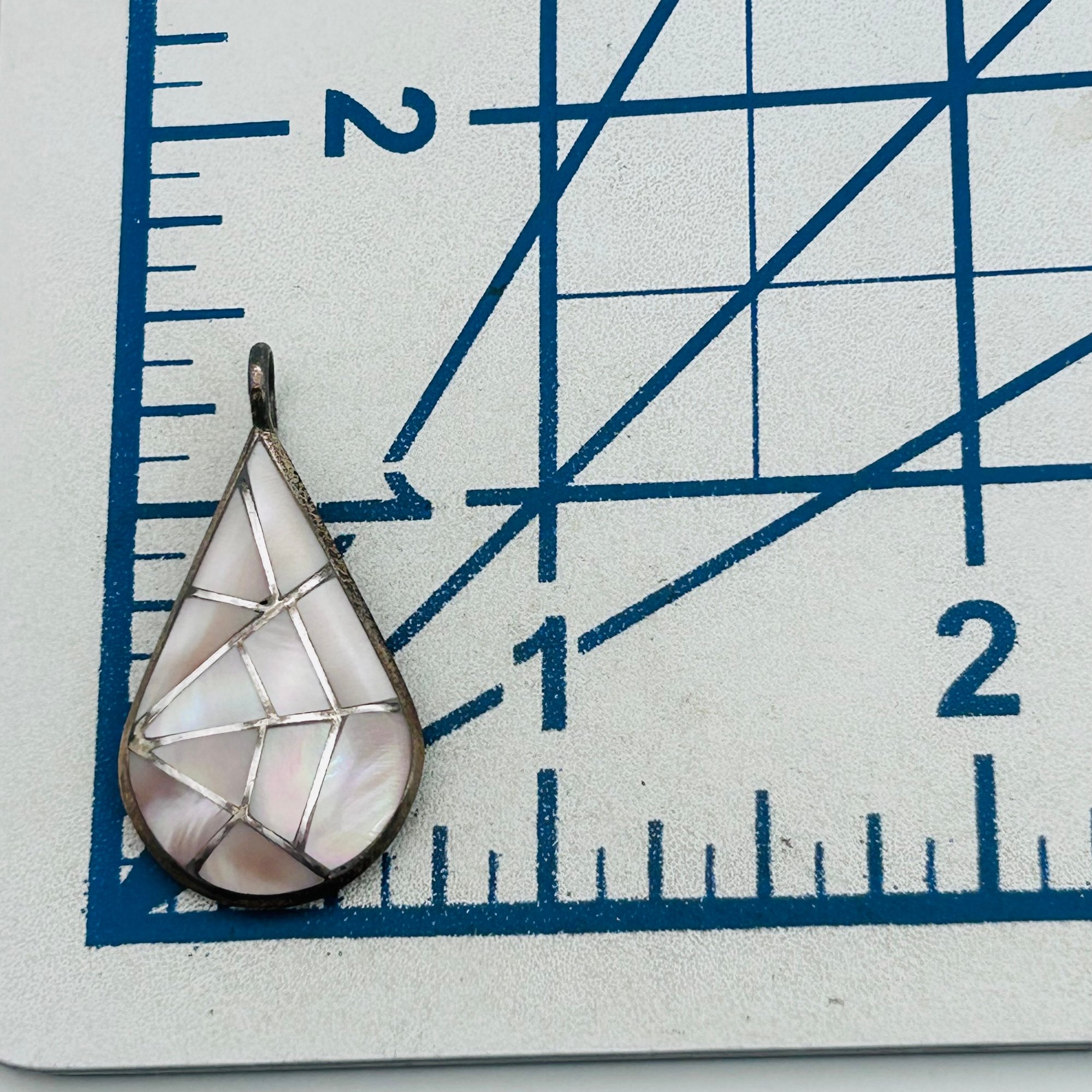 Signed Native Sterling Mother Of Pearl Pendant